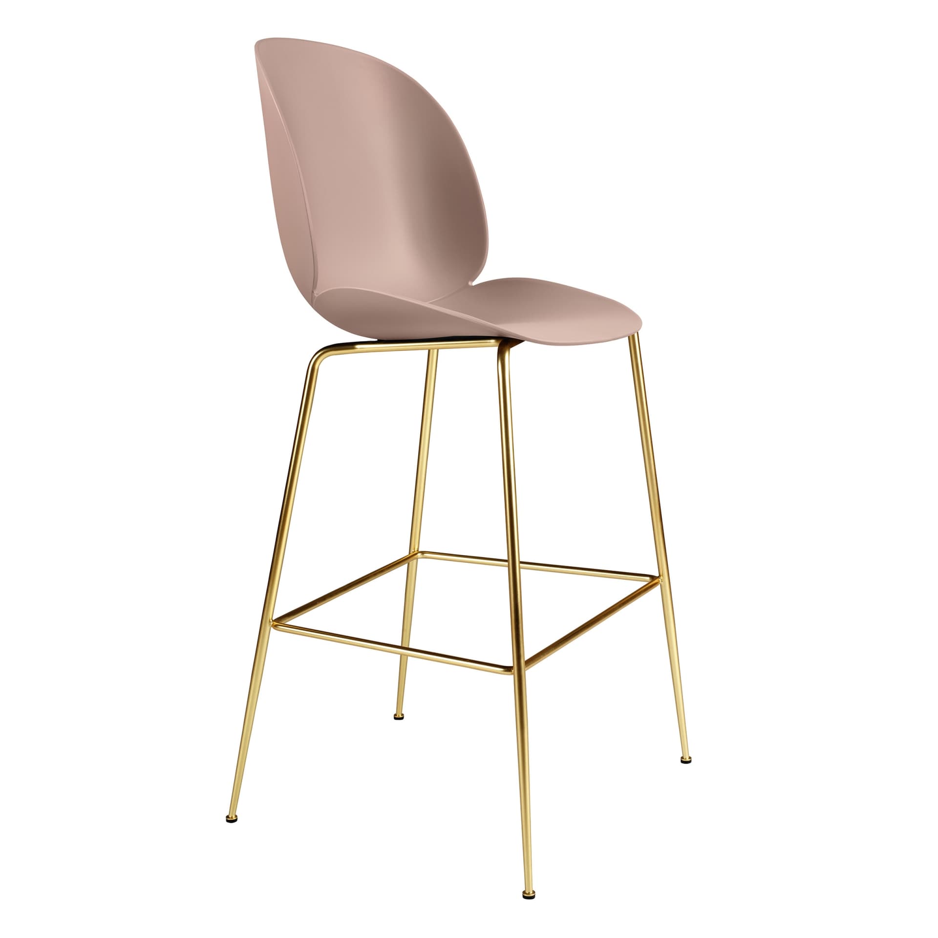 Gubi - Beetle Bar Chair Un-upholstered, Conic Base Brass, Sweet Pink Shell, - Barstoler & barkrakker - GamFratesi - Rosa - Metall/Plast