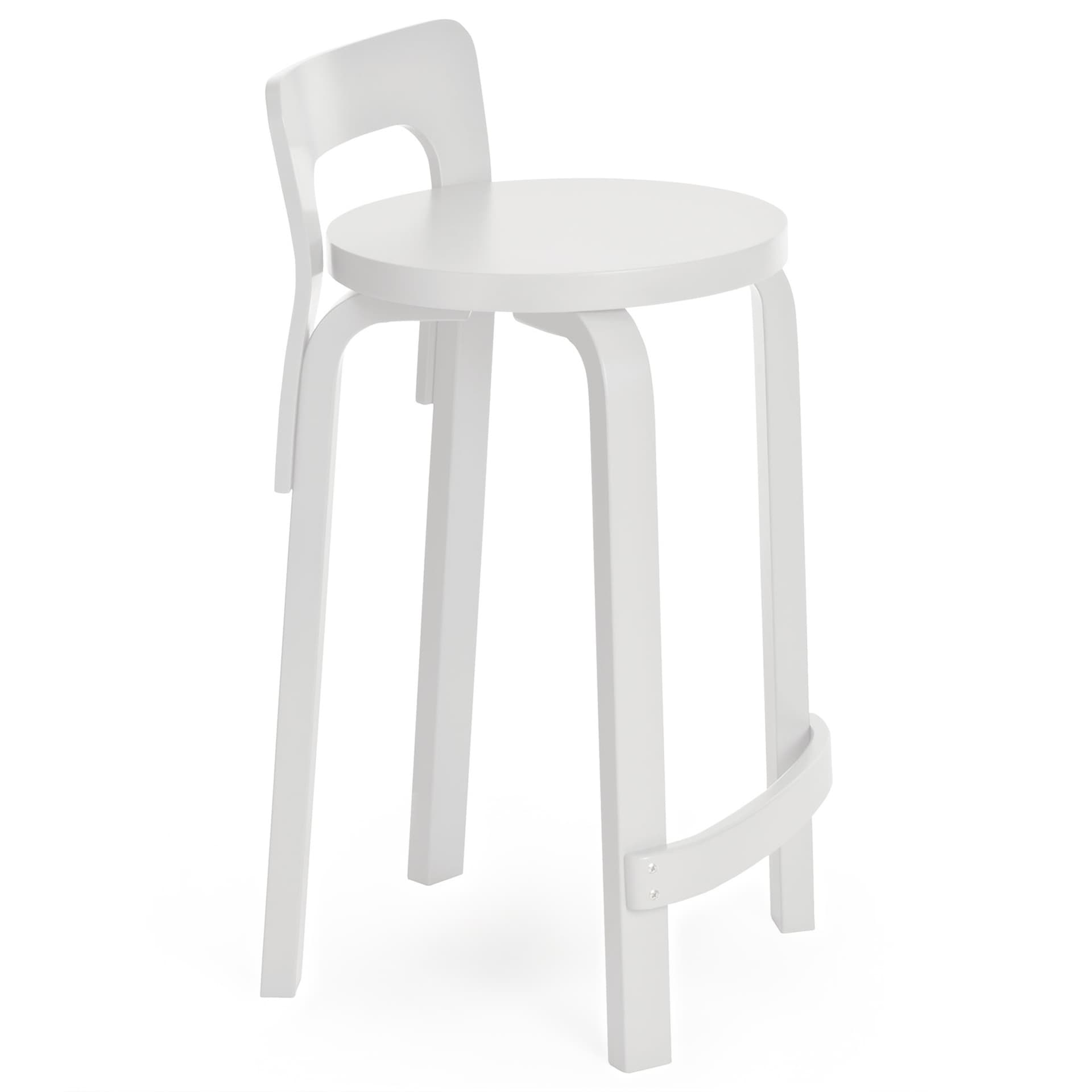 Artek - High Chair K65, Helt vitlackad - Barstoler & barkrakker - Alvar Aalto - Hvit - Tre