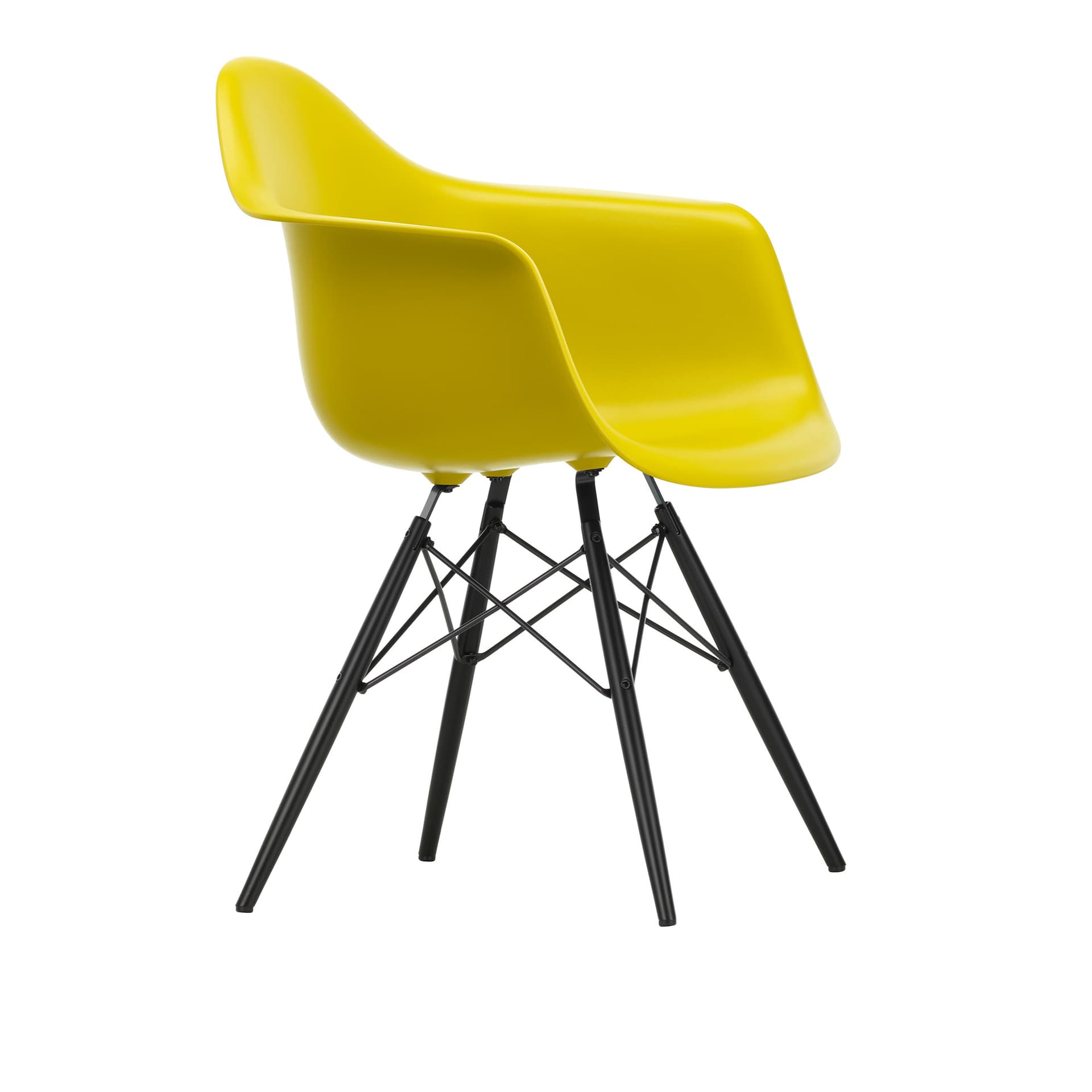 Vitra - Eames Plastic Armchair DAW - 34 Mustard - Black Maple - Spisestoler - Charles & Ray Eames - Gul - Metall/Tre/Plast