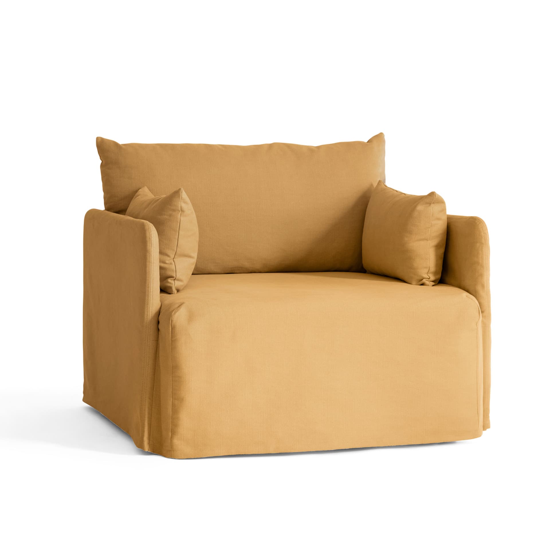 Audo Copenhagen - Offset 1-Seater With Loose Cover Fabric Cotlin Wheat - Lenestoler - Norm Architects - Beige,Gul - Tre/Tekstilmateriale/Syntetisk materiale/Skum