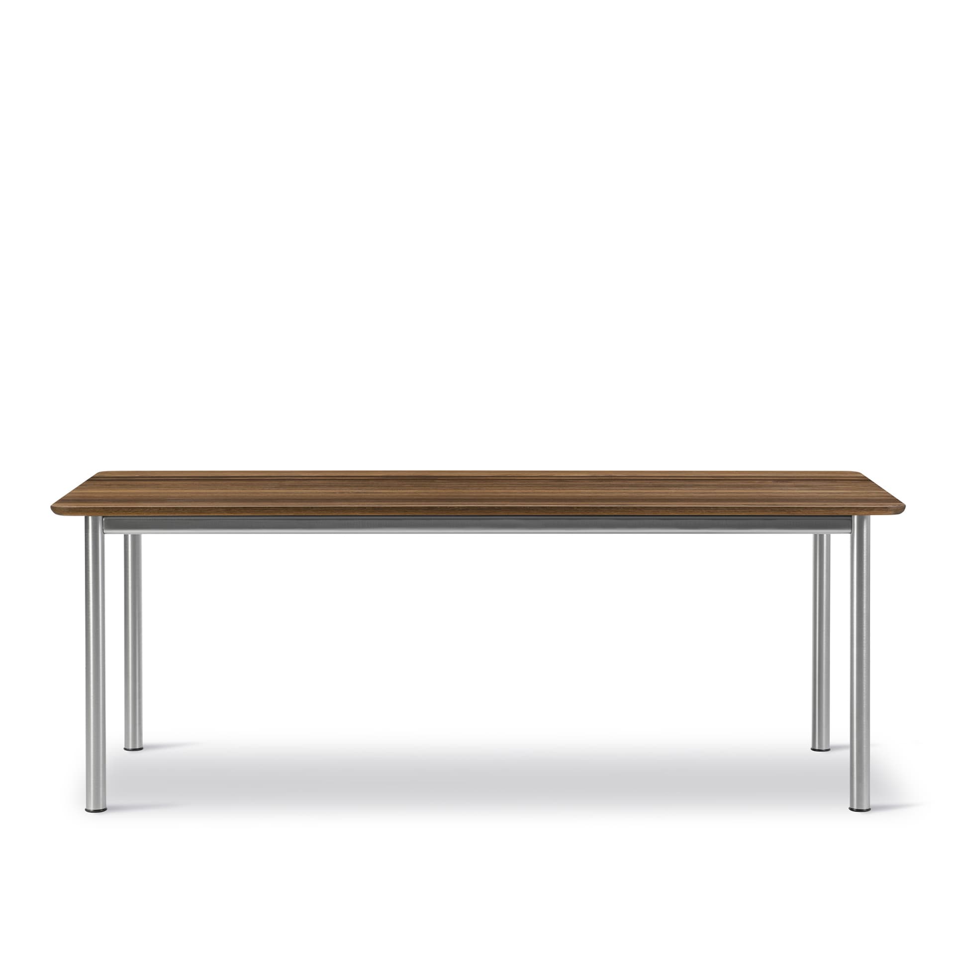 Fredericia Furniture - Plan Table - Table 200 x 100 cm - height 73 cm - Smoked oak - oiled - Rounded edge - Brushed steel - Skrivebord - Edward Barber & Jay Osgerby - Tre farget - Tre