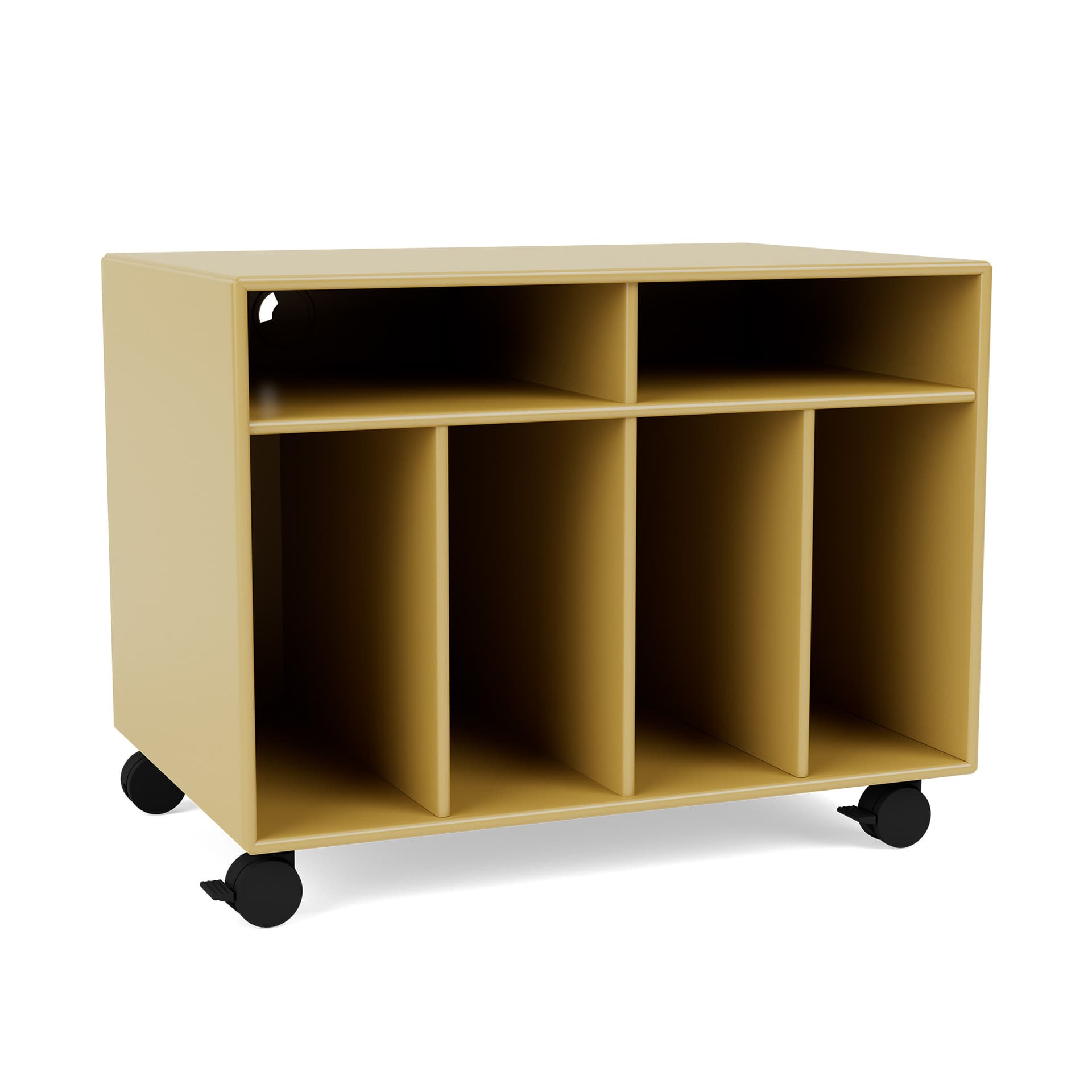 Montana - SPIN I Vinyl Storage, 05-CastorsCR70Black, 157 Cumin - Quickship - TV-benker - Peter J. Lassen - Gul
