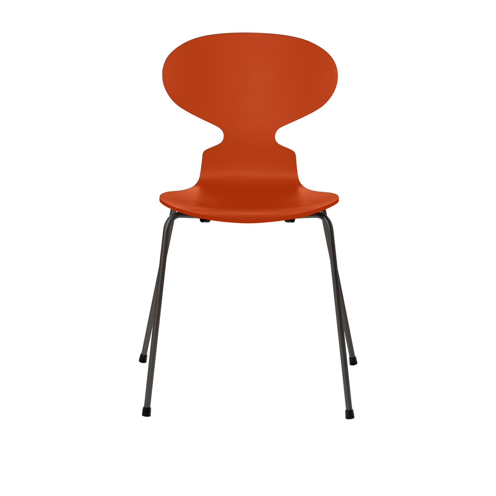 Fritz Hansen - Ant 3101 lakkert bøketrefinér stålstativ varm grafitt paradise orange - Spisestoler - Arne Jacobsen - Oransje - Metall/Tre