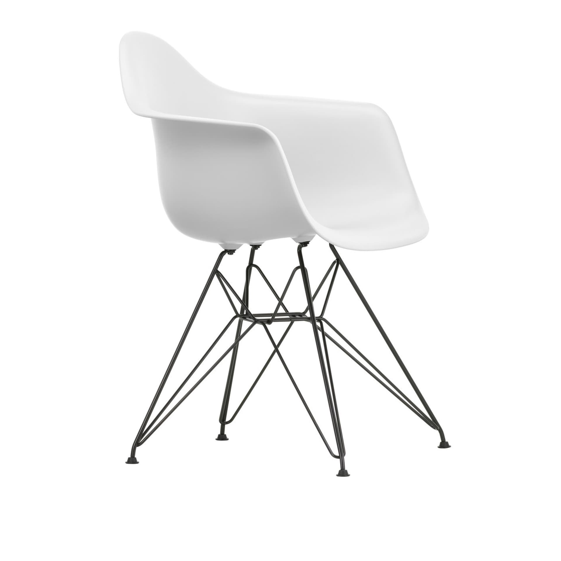 Vitra - Eames RE Plastic Armchair DAR 85 Cotton White Basic Dark Base - Spisestoler - Charles & Ray Eames - Hvit - Metall/Plast