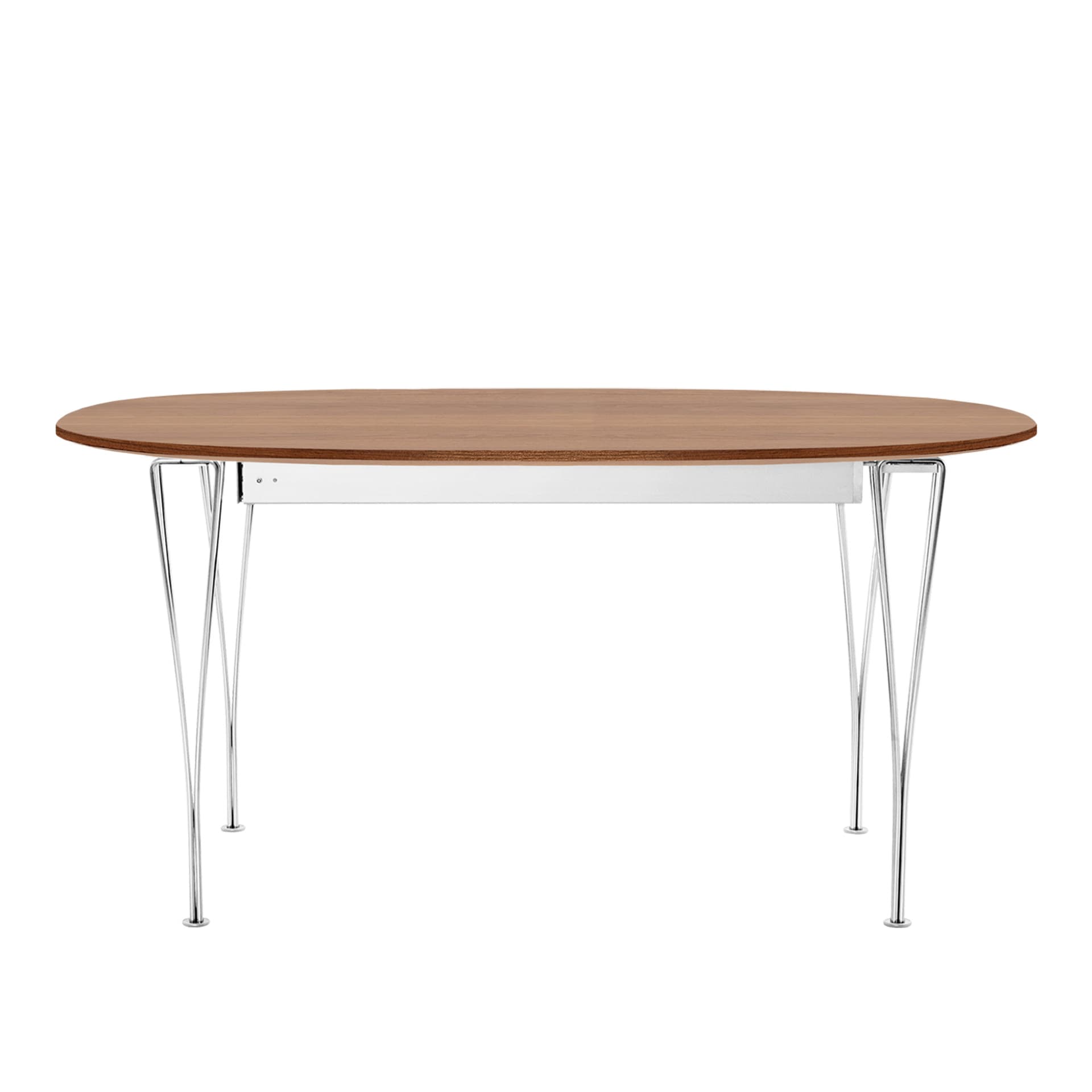 Fritz Hansen - B619 Superellips Extendable, Walnut veneer, Chrome - Spisebord - Arne Jacobsen,Bruno Mathsson,Piet Hein