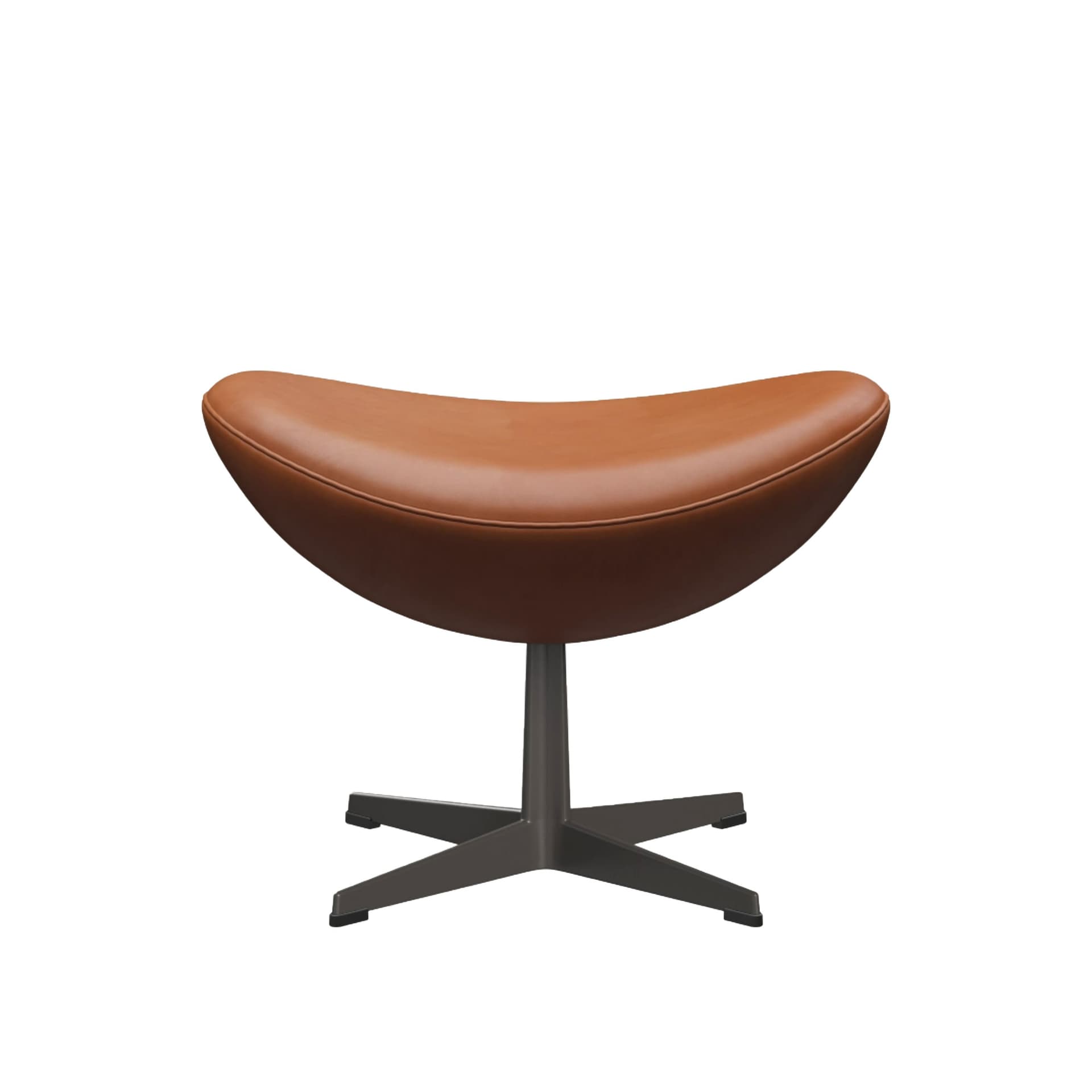 Fritz Hansen - 3127 Ägget Fotpall, Grace Walnut Leather Warm graphite - Skamler & Taburetter - Arne Jacobsen - Grå - Lær/Metall/Syntetisk materiale