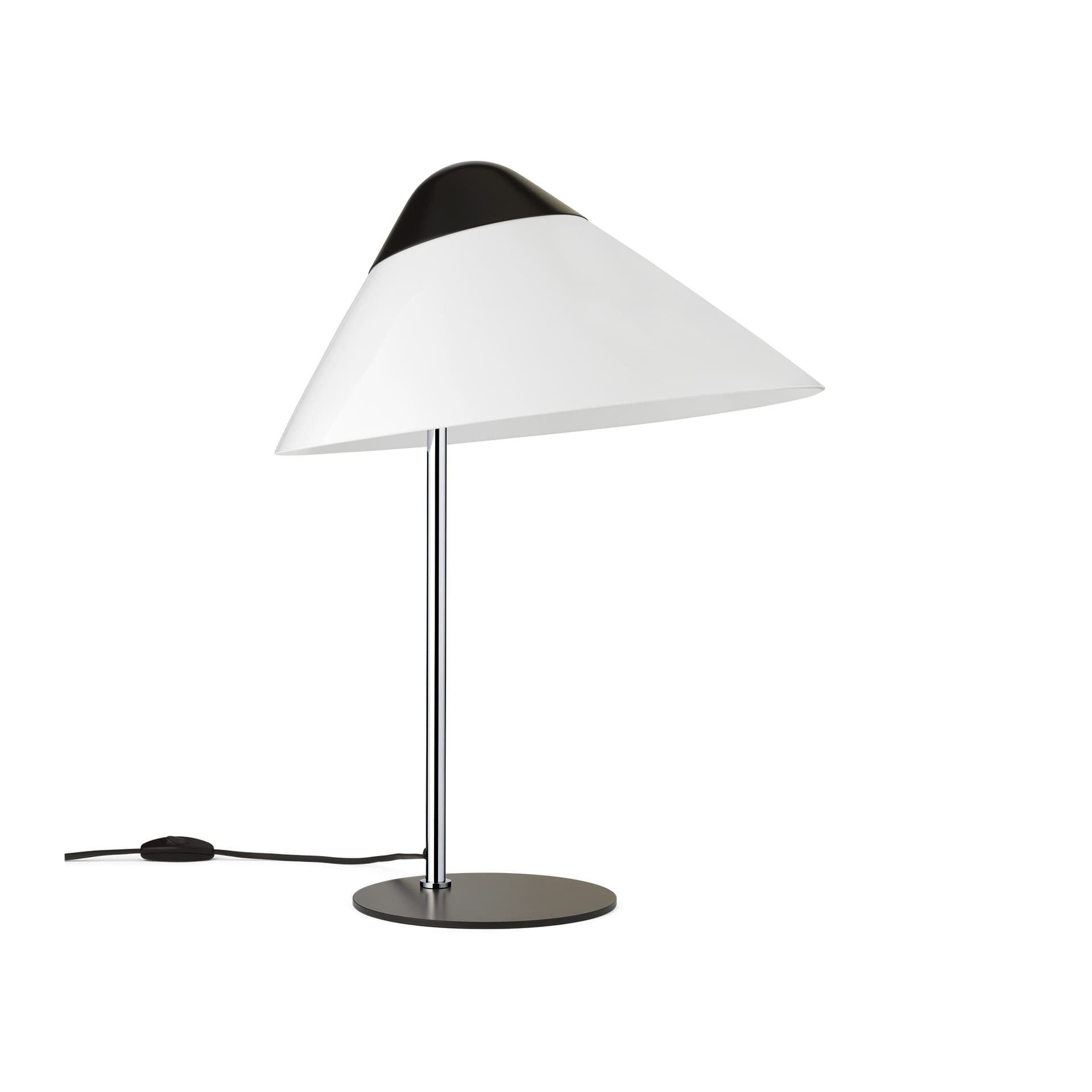 Carl Hansen - Opala Table Lamp Midi Black Chrome E27-C - Bordlamper - Hans J. Wegner - Svart - Metall/Plast