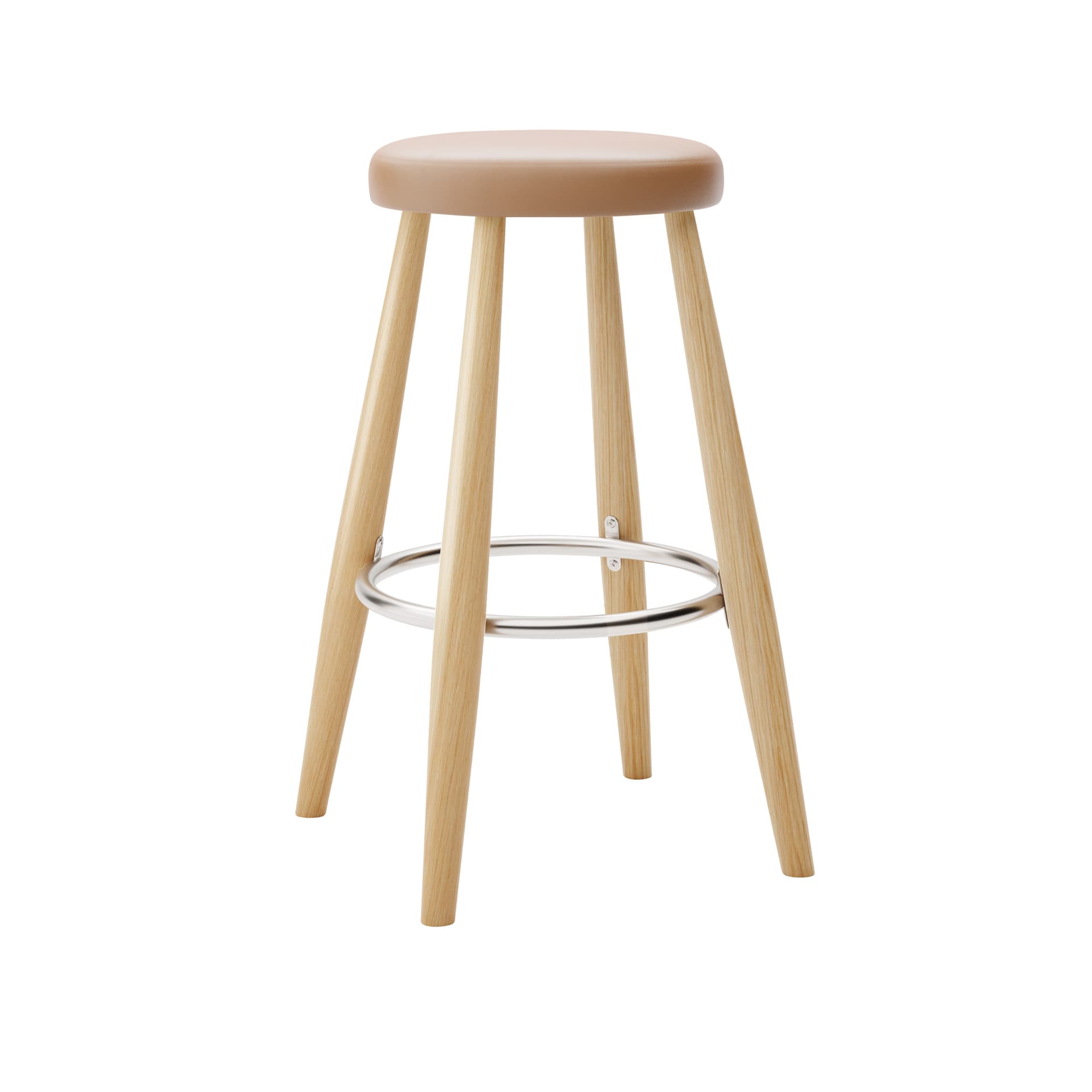 Carl Hansen - CH58 Low Stool, Klarlackad Ek, Lädergrupp C Sif - 95 - Barstoler & barkrakker - Hans J. Wegner - Tre farget - Lær/Metall/Tre