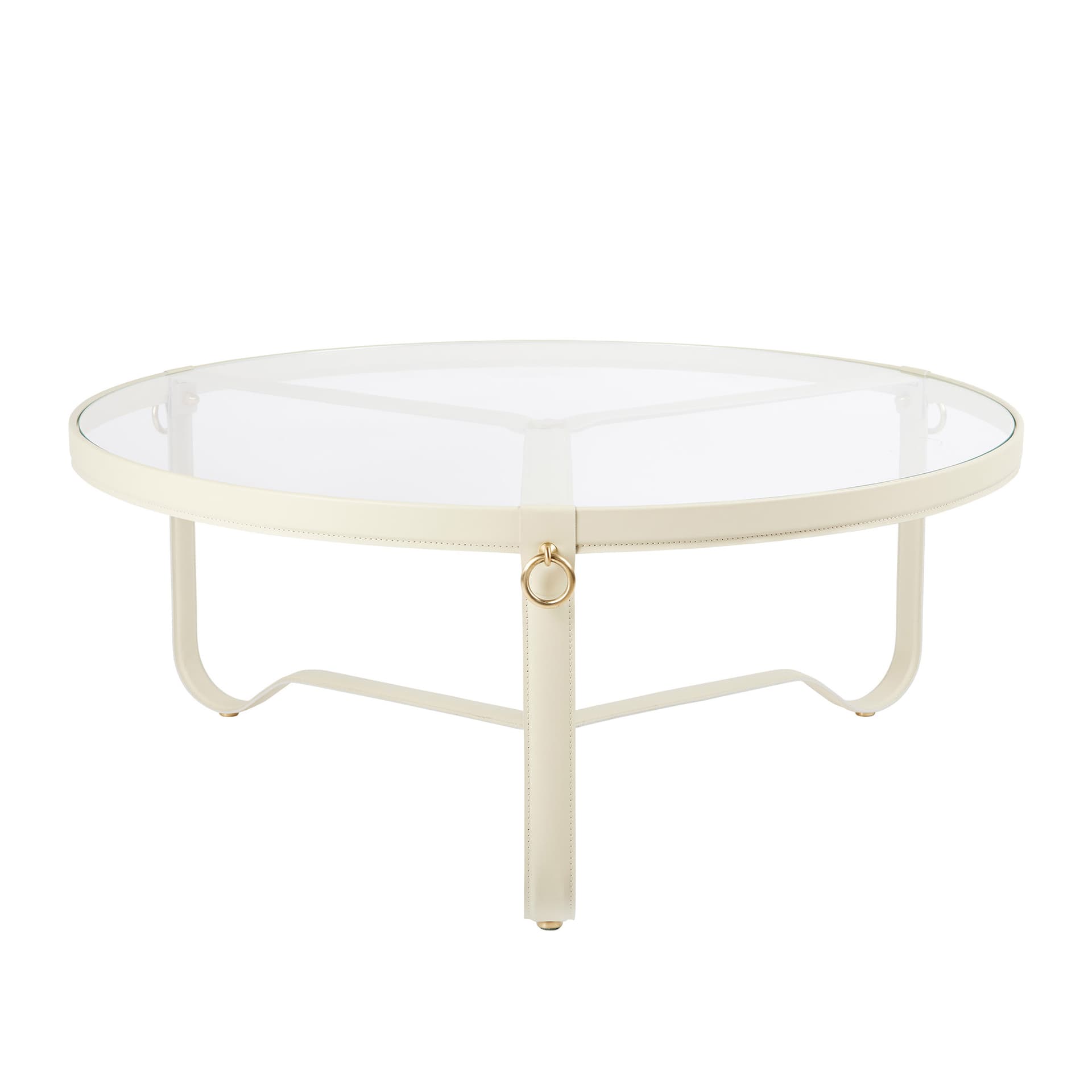 Gubi - Adnet Coffee Table Ø100 Cream Leather - Sofabord - Jacques Adnet - Beige