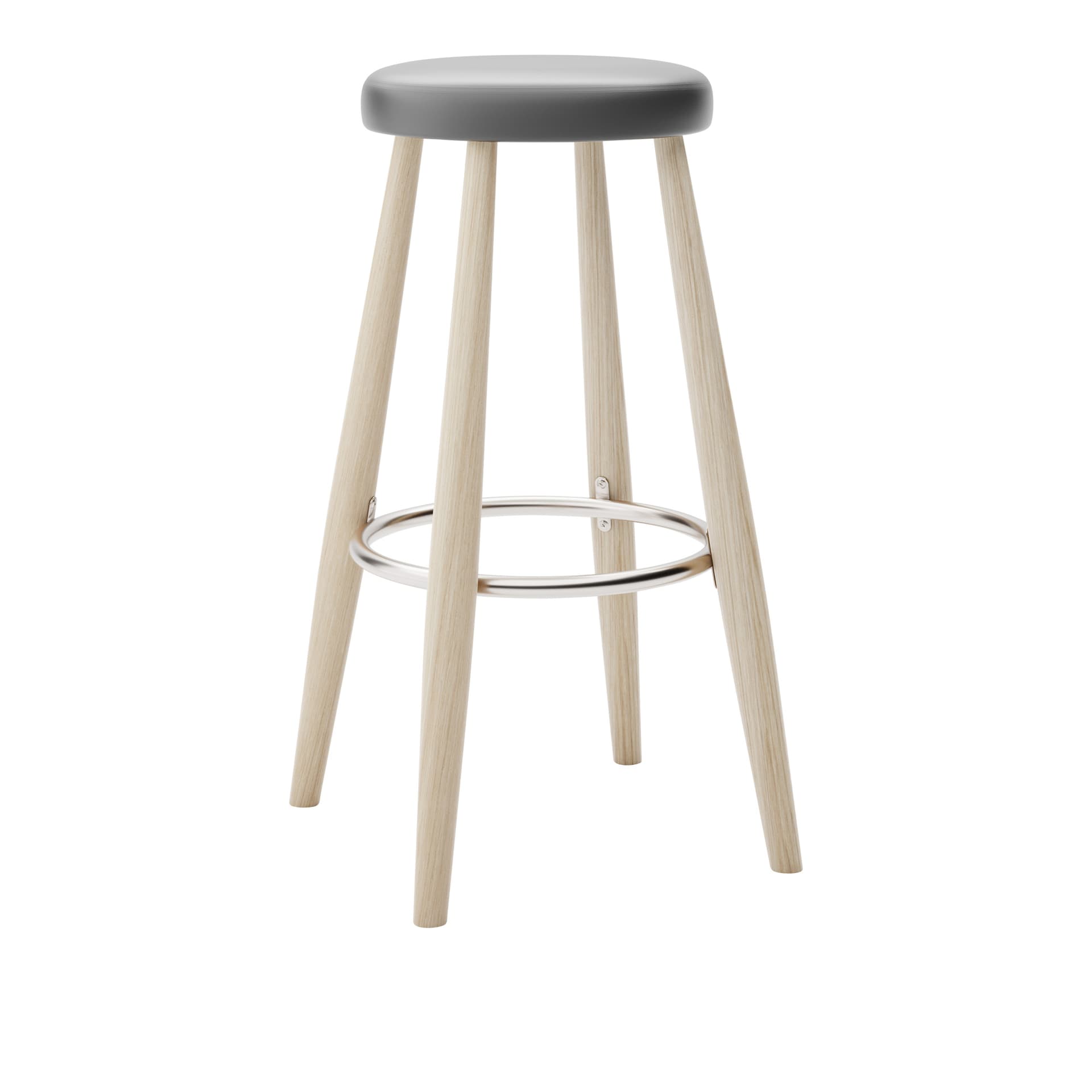 Carl Hansen - CH56 High Stool, Tvålad Ek, Lädergrupp B Thor - 359 - Barstoler & barkrakker - Hans J. Wegner - Tre farget - Lær/Metall/Tre