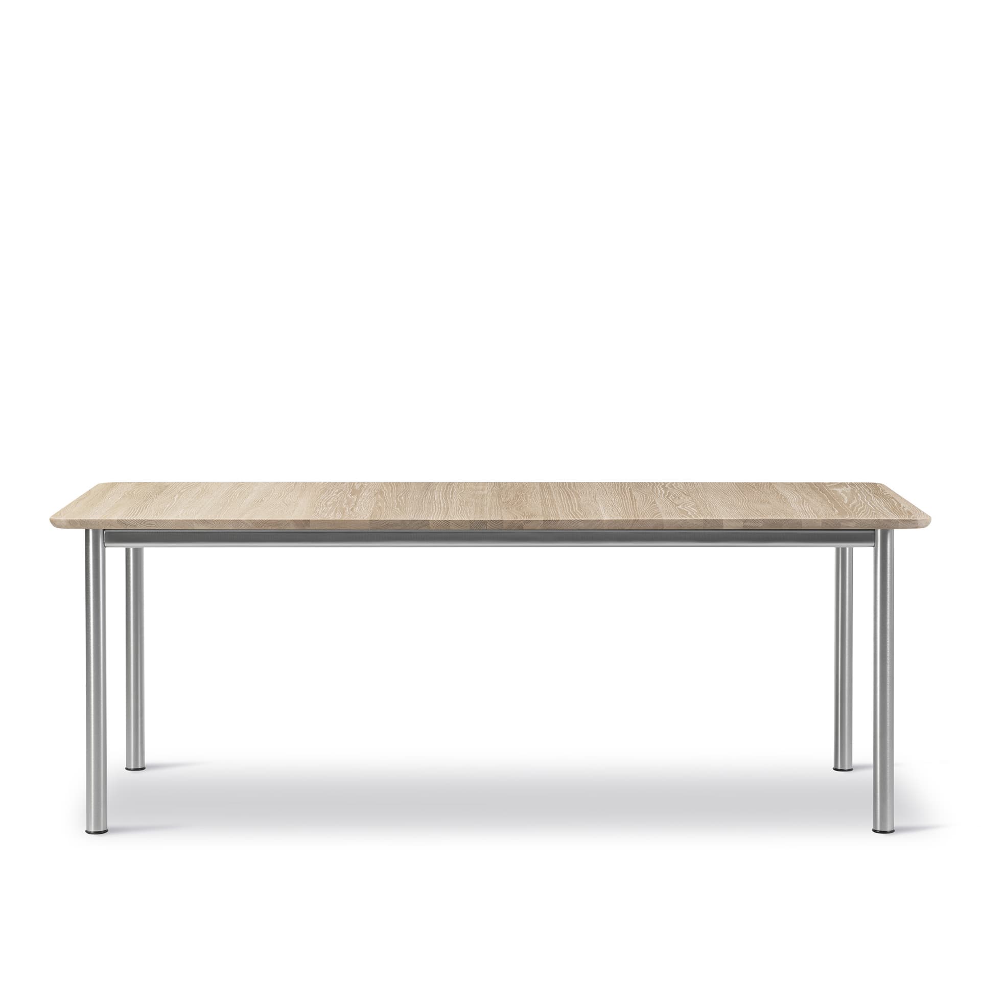 Fredericia Furniture - Plan Table - Extendable - 200-260 x 100 cm - height 73 cm - Oak light oil - Rounded edge - Brushed steel - Spisebord - Edward Barber & Jay Osgerby - Tre