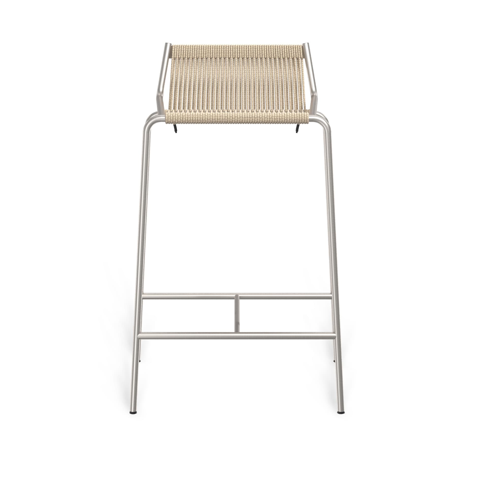 Thorup Copenhagen - Noel Counter Chair H67, Brushed stainless steel base, Upholstered seat and back, linen flag halyard, natural - Spisestoler - Kasper Thorup - Sølv - Metall/Tekstilmateriale
