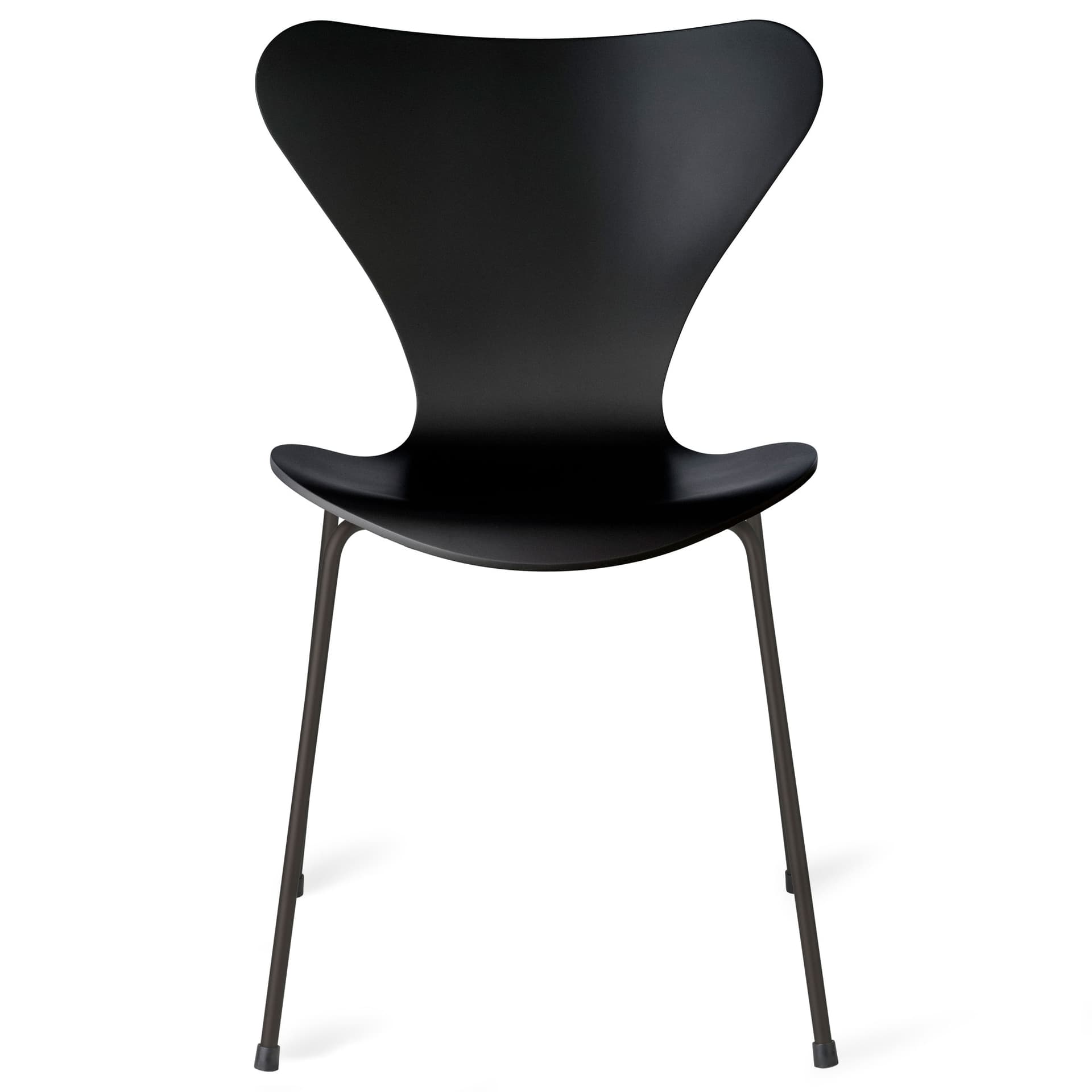 Fritz Hansen - Series 7 stol 3107 bøkfiner stålunderstell varm grafitt black - Spisestoler - Arne Jacobsen - Svart - Metall/Tre
