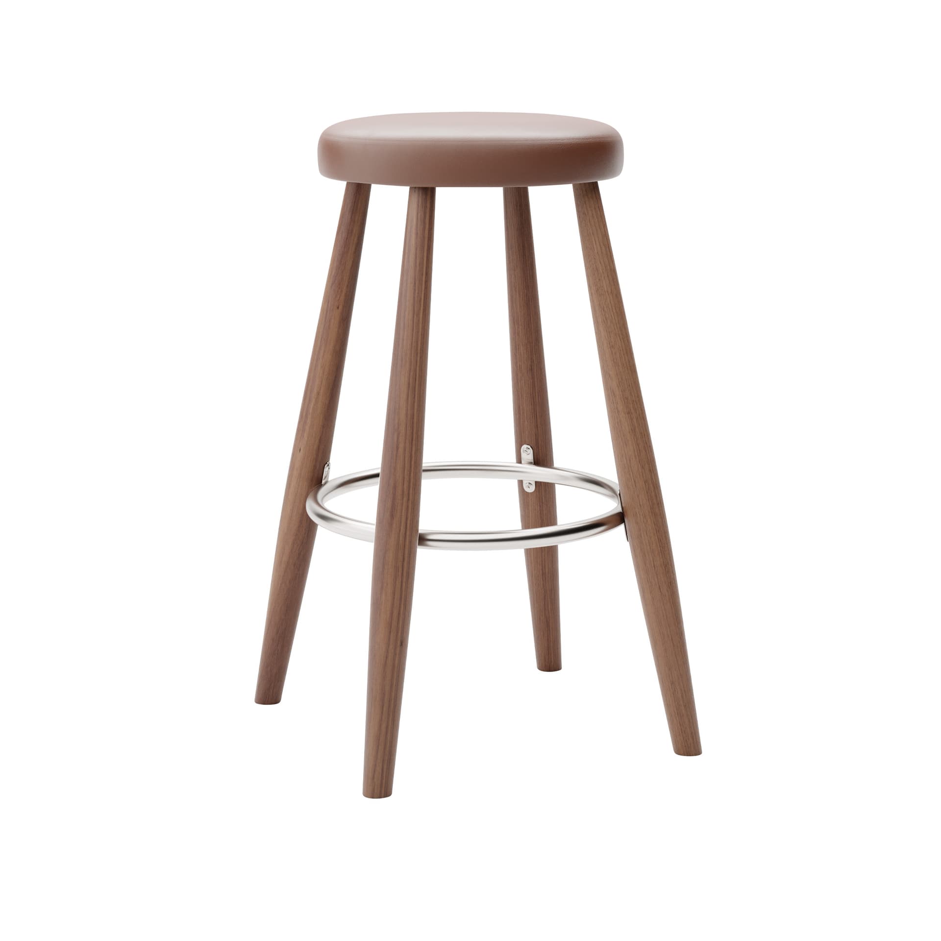 Carl Hansen - CH58 Low Stool, Oljad Valnöt, Lädergrupp C Sif - 92 - Barstoler & barkrakker - Hans J. Wegner - Tre farget - Lær/Metall/Tre