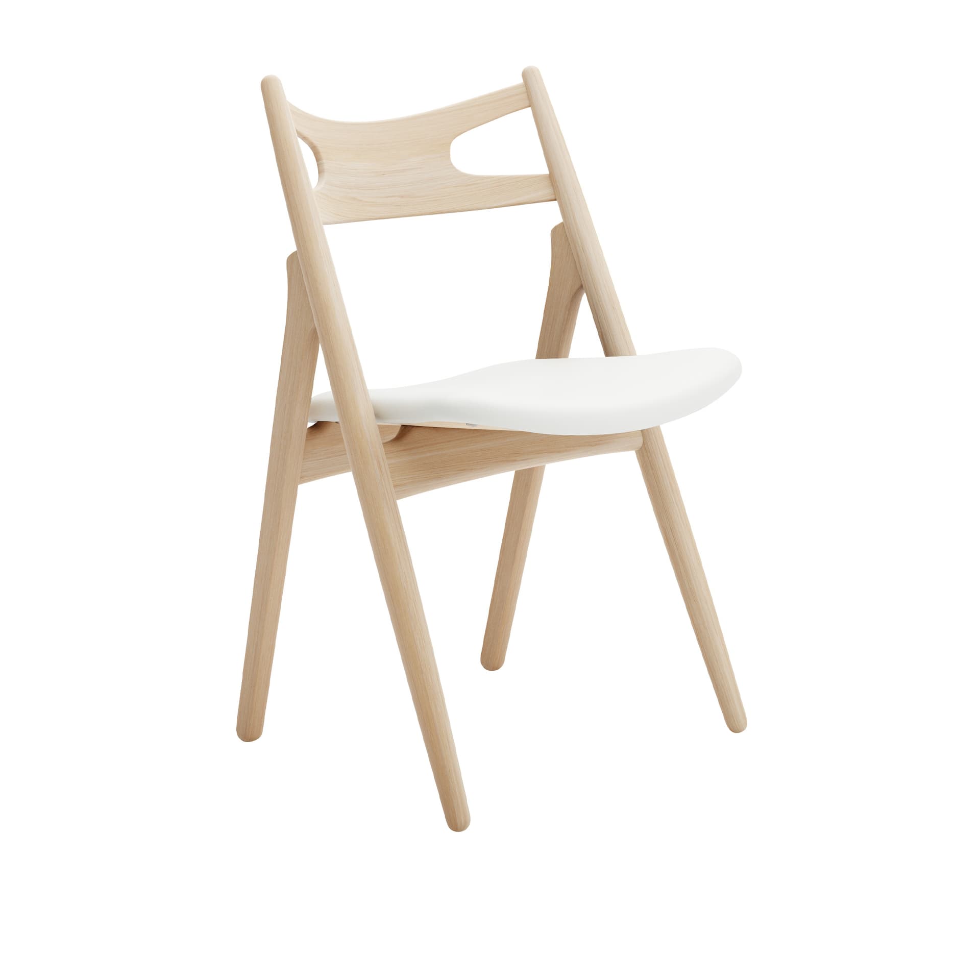 Carl Hansen - CH29P Sawbuck Chair, Vitoljad Ek, Lädergrupp B Thor - 390 - Spisestoler - Hans J. Wegner - Tre farget - Lær/Tre