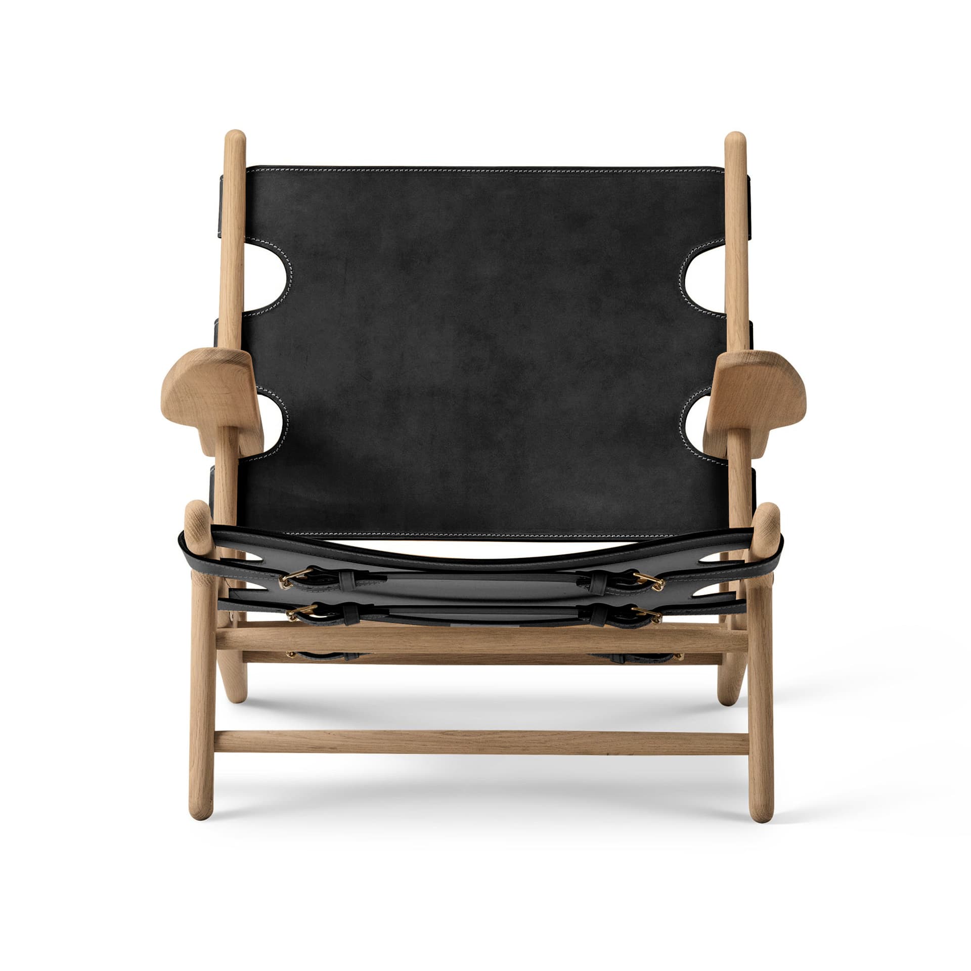 Fredericia Furniture - The Hunting Chair Oak oiled / Black leather - Lenestoler - Børge Mogensen - Svart - Lær/Tre