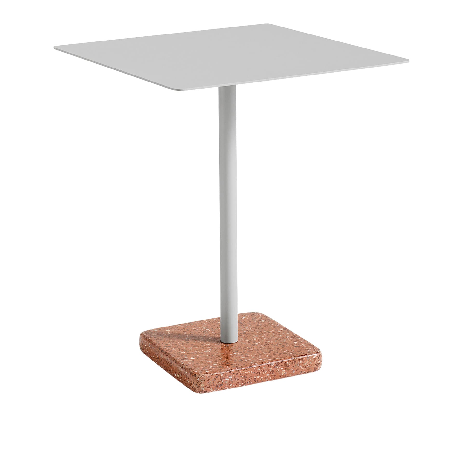 HAY - Terrazzo Table Square - Sky Grey - Red Terrazzo - 60x60 cm - Spisebord - Daniel Enoksson - Grå - Metall/Stein