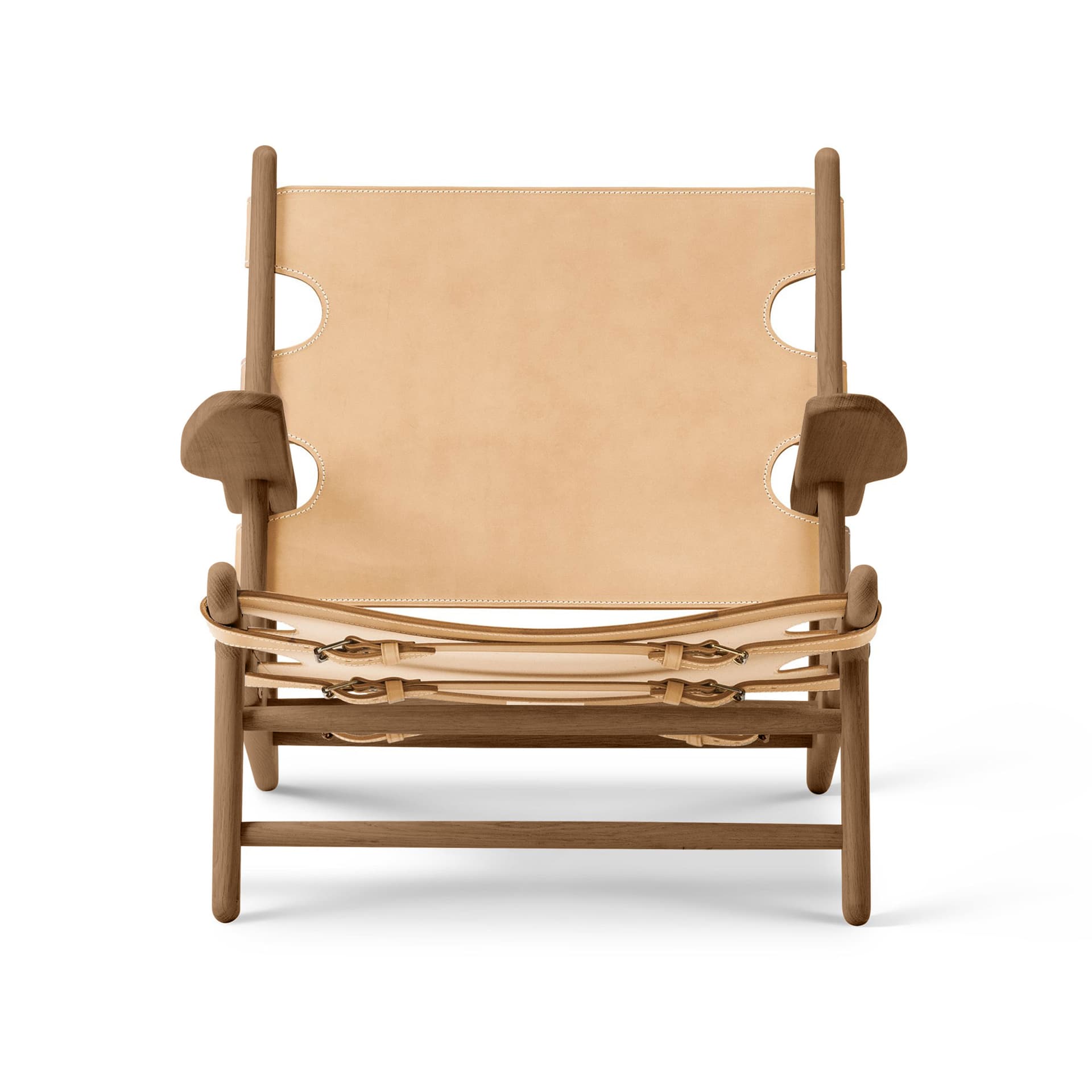 Fredericia Furniture - The Hunting Chair Smoked oak / Natural leather - Lenestoler - Børge Mogensen - Beige - Lær/Tre