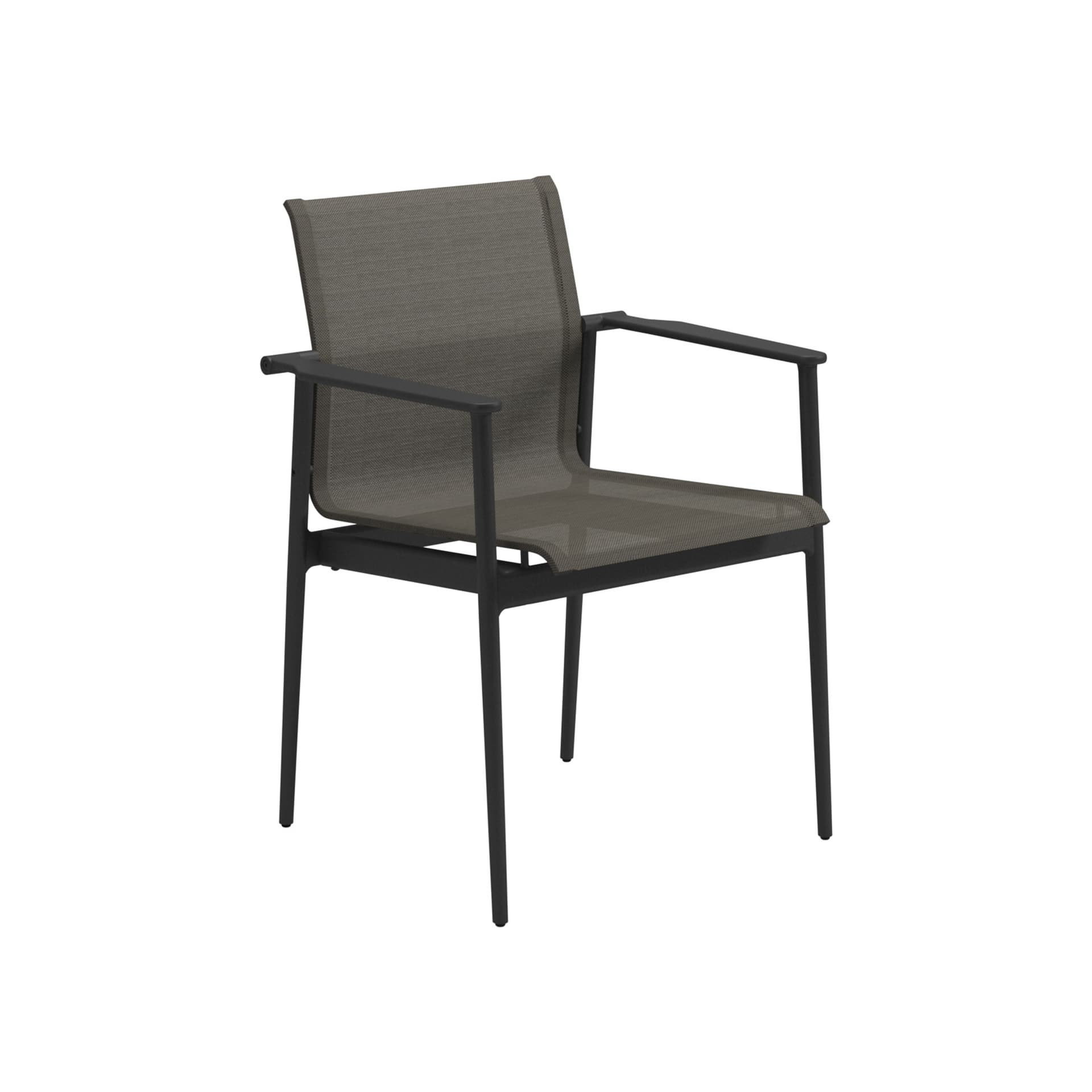 Gloster - 180 Stacking Chair With Arms, Frame Meteor, Granite Sling - Utendørs spisebordstoler - Henrik Pedersen - Svart - Metall/Syntetisk materiale