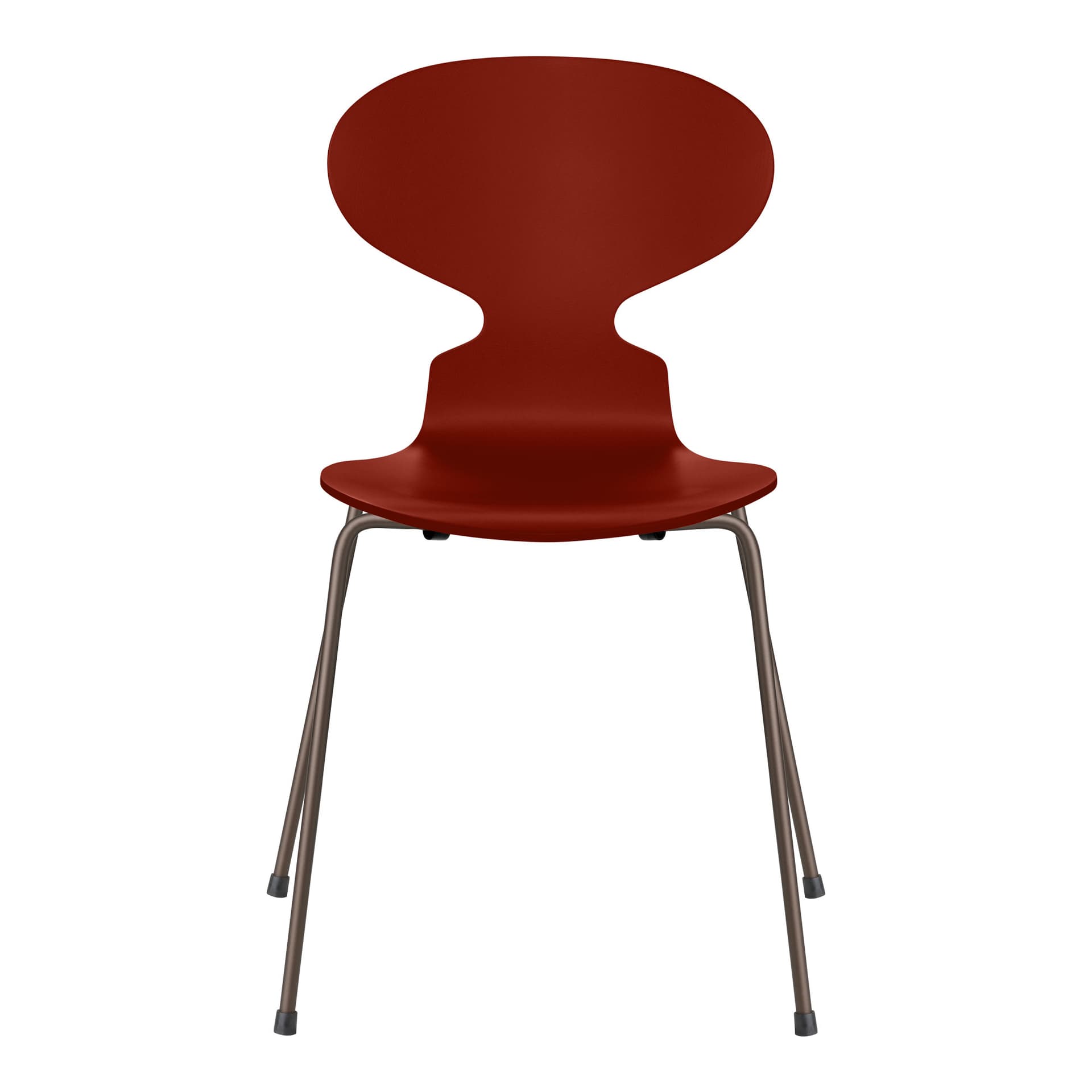 Fritz Hansen - Ant 3101 lakkert bøketrefinér stålstativ brun bronse venetian red - Spisestoler - Arne Jacobsen - Rød - Metall/Tre