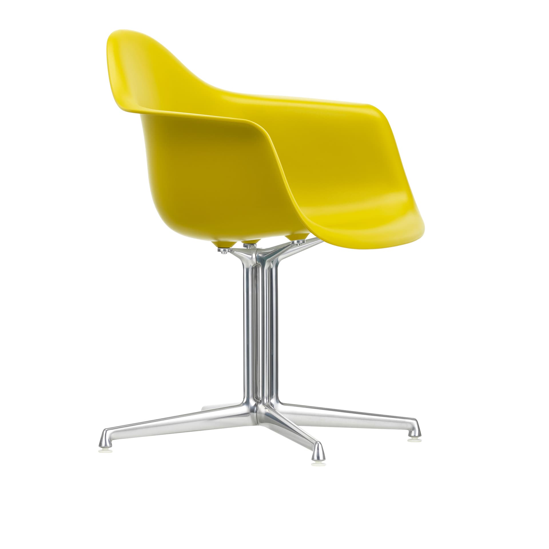 Vitra - Eames Plastic Armchair DAL - 34 Mustard - Aluminium Polished - Kontorstoler - Charles & Ray Eames - Gul - Metall/Plast