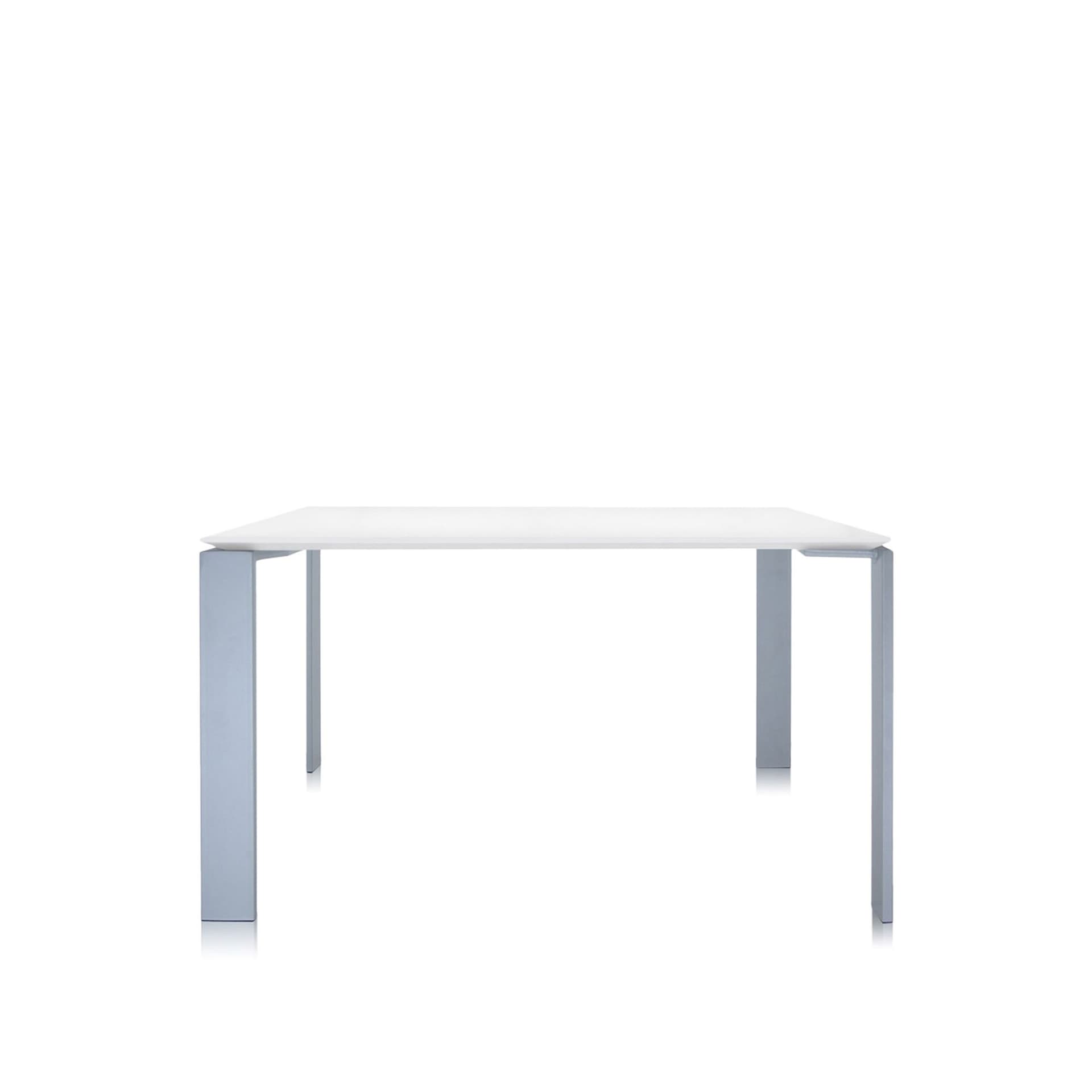 Kartell - Four Table 4525 128x128, White/Aluminium, Scratch-Proof Laminate - Spisebord - Ferruccio Laviani - Hvit - Laminat/Metall