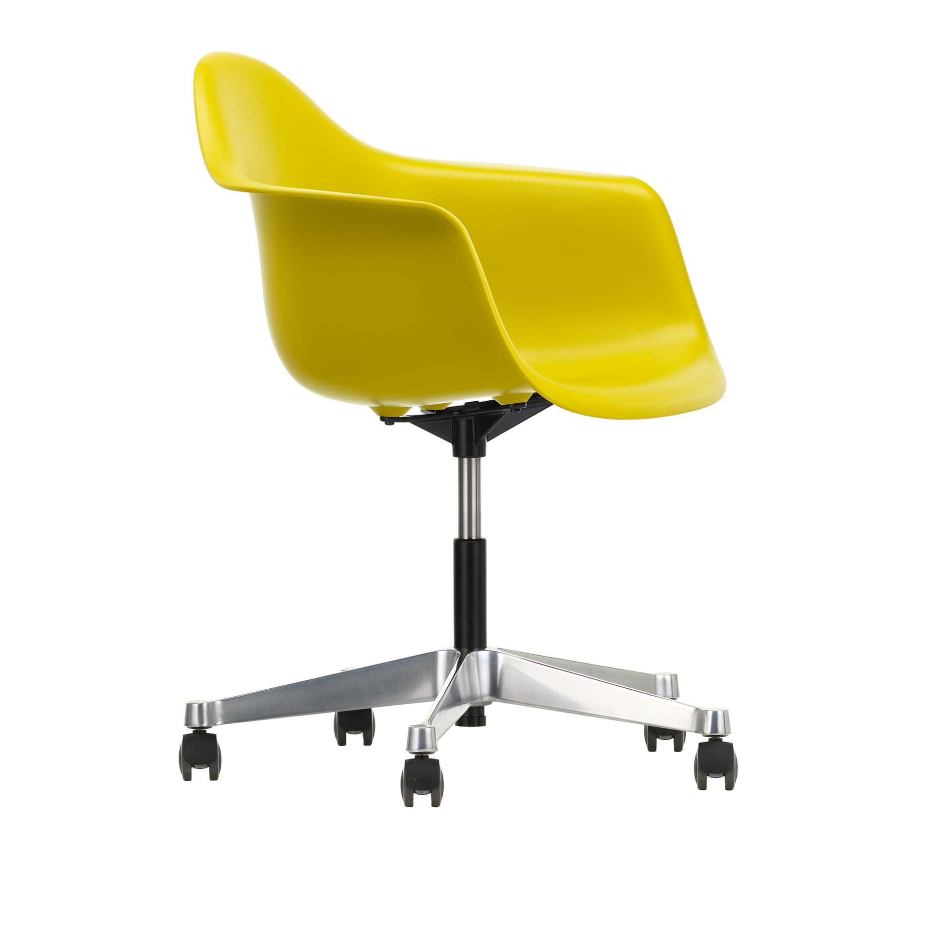 Vitra - Eames Plastic Armchair PACC - 34 Mustard - Castors Soft - Kontorstoler - Charles & Ray Eames - Gul