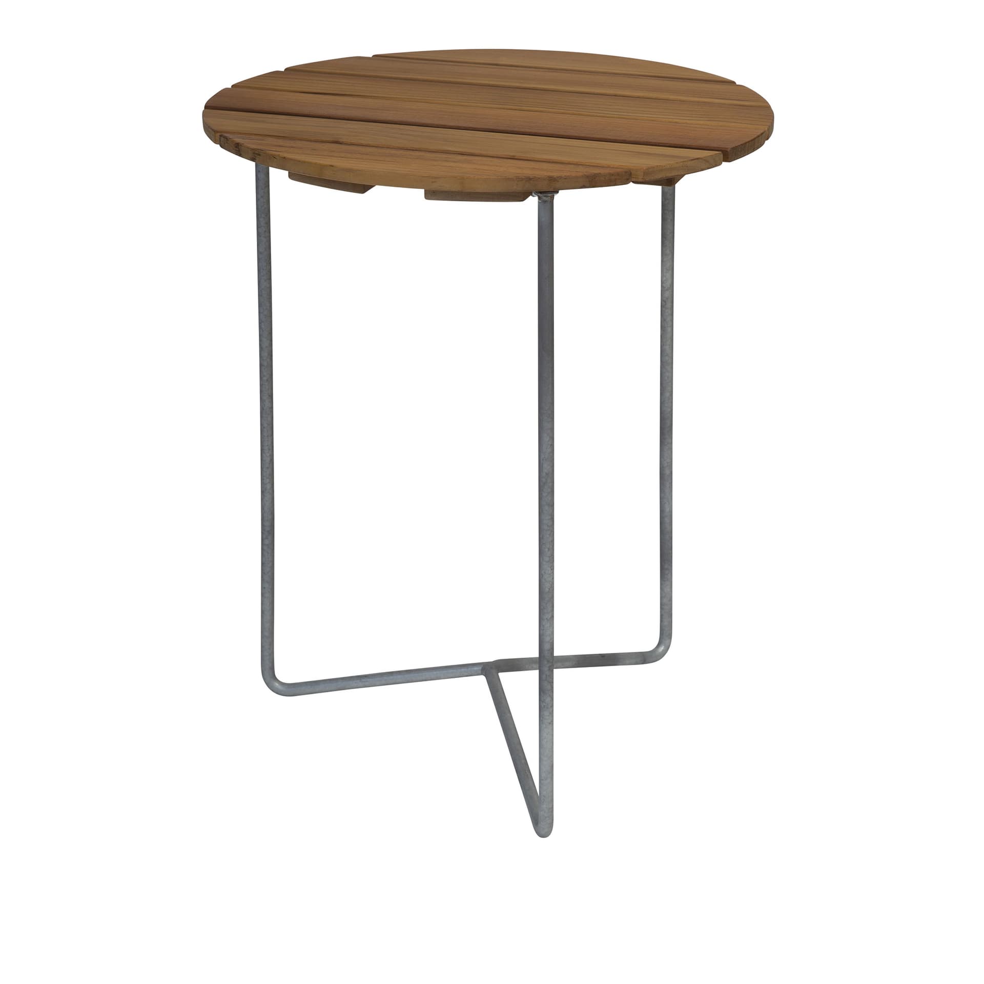 Grythyttan Stålmöbler - Bord 6B Ø60cm varmforsinket stativ ubehandlet teak - Utendørs småbord & sidebord - Tre farget - Tre
