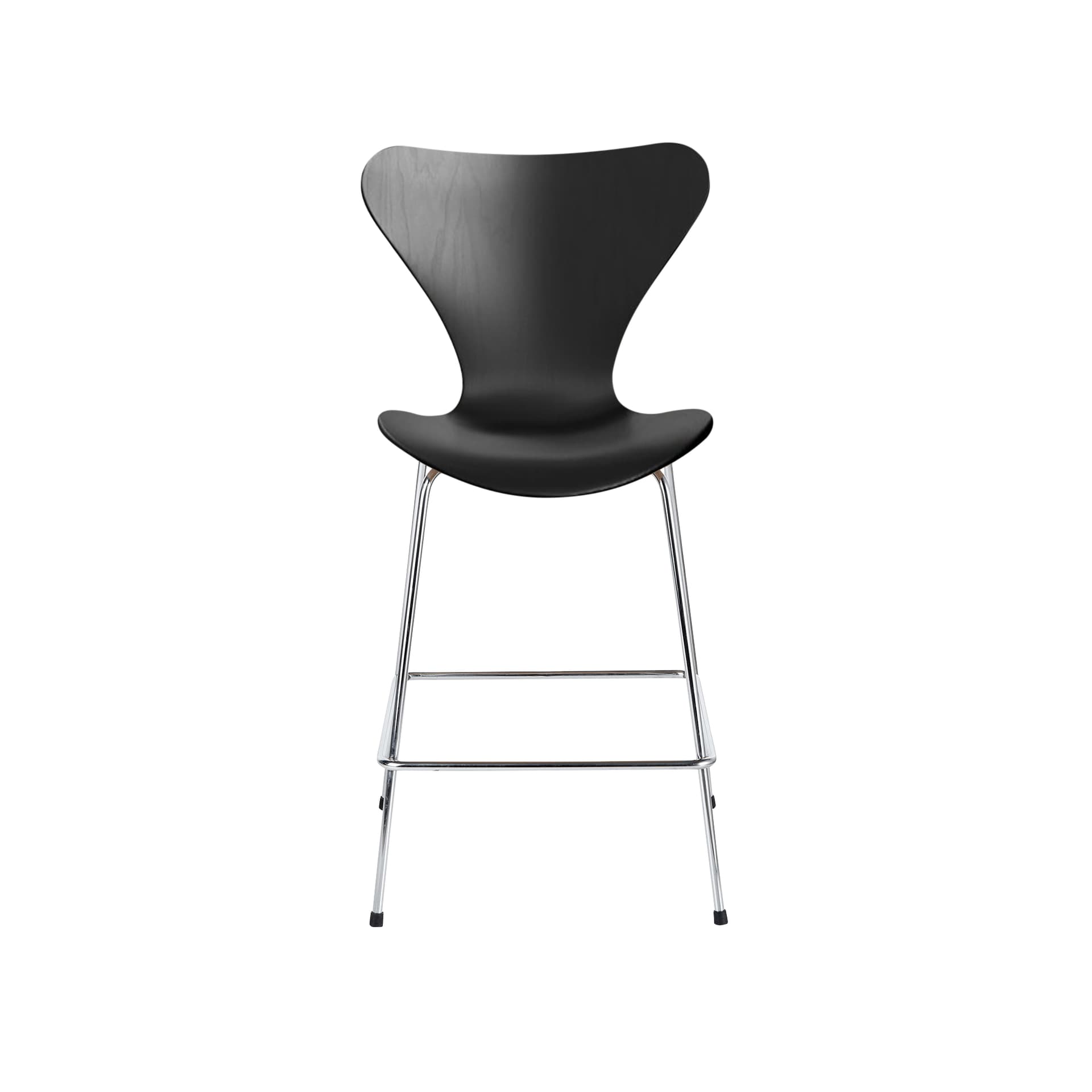 Fritz Hansen - 3187 Sjuan, Färgad askfanér, Svart - Barstoler & barkrakker - Arne Jacobsen - Svart - Metall/Tre