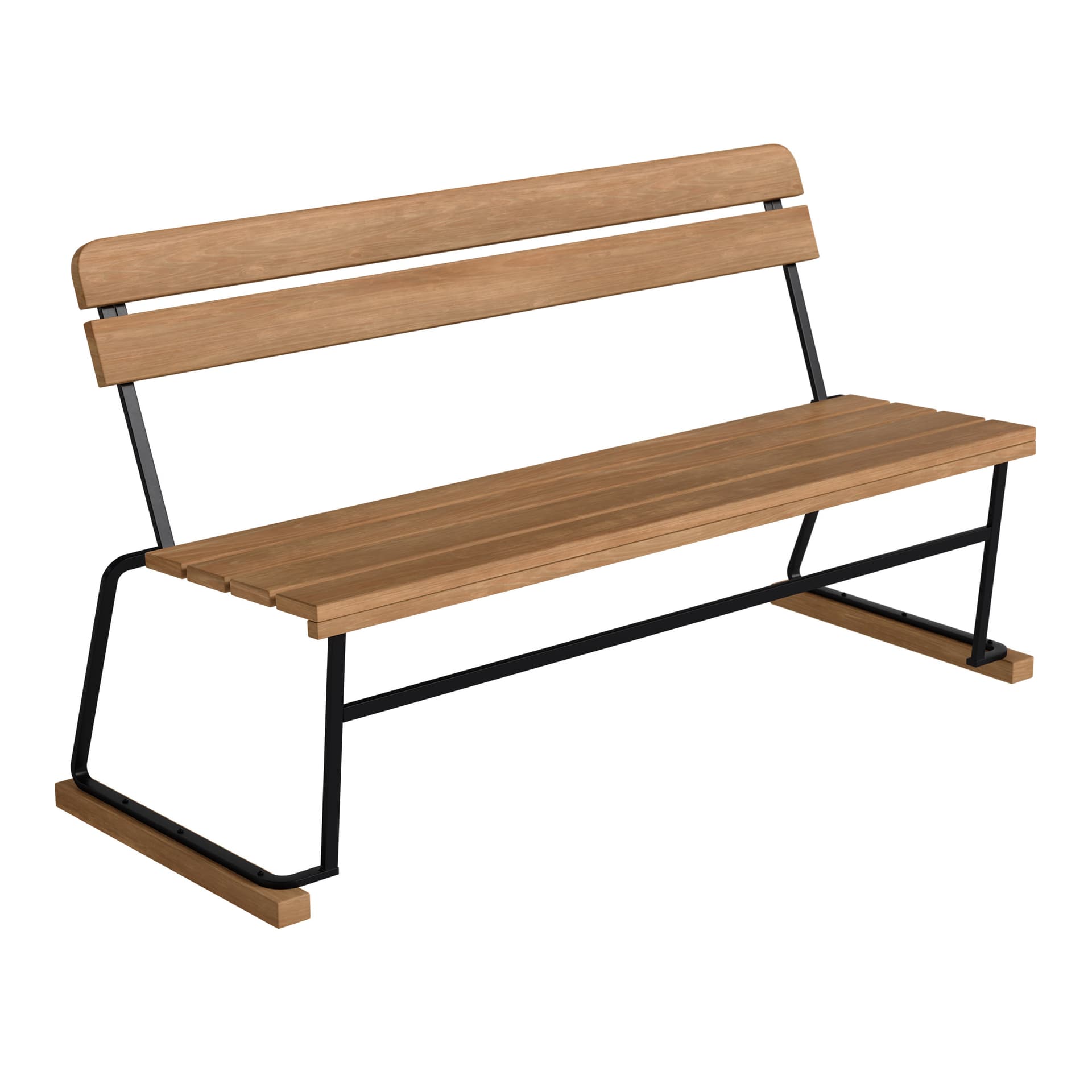 Grythyttan Stålmöbler - Soffa 3, Obehandlad Teak med black steel base - Hagebenker & sofaer - Tre farget