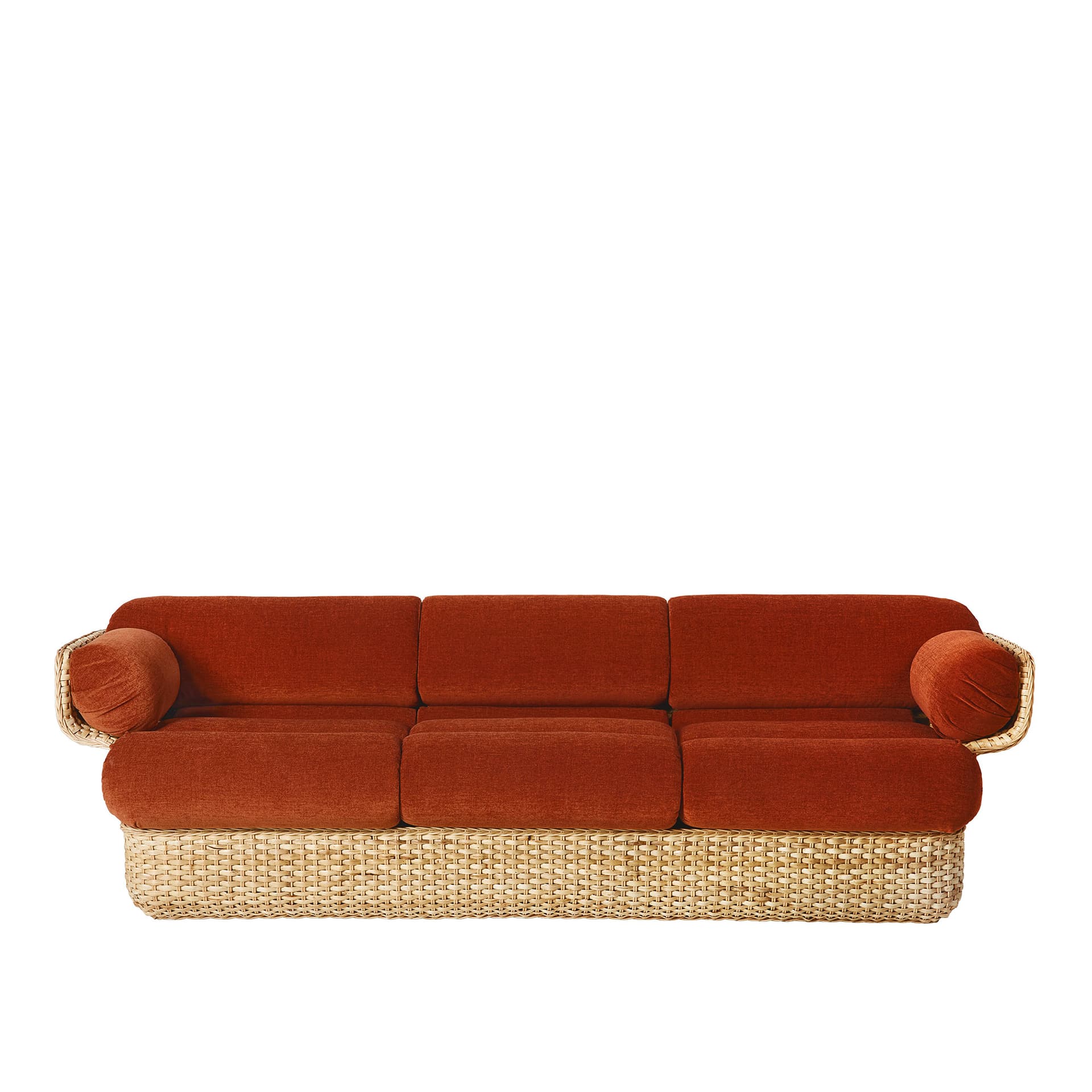 Gubi - Basket Sofa - Fully Upholstered, 3-seater Rattan Belsuede Special FR 133, Dedar - Sofaer - Joe Colombo - Brun