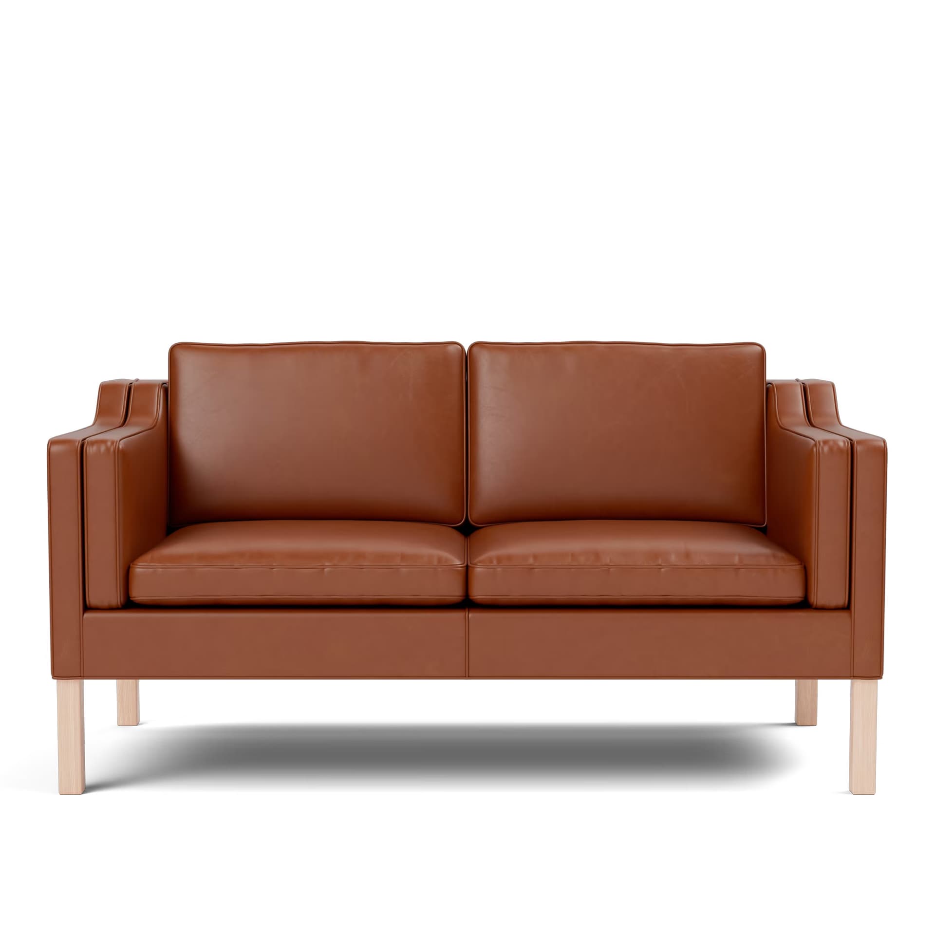 Fredericia Furniture - BM 2212 Sofa - 2 seater - 158 cm - Oak light oil - Leather Cera 905 - Russet brown - Sofaer - Børge Mogensen - Brun - Lær