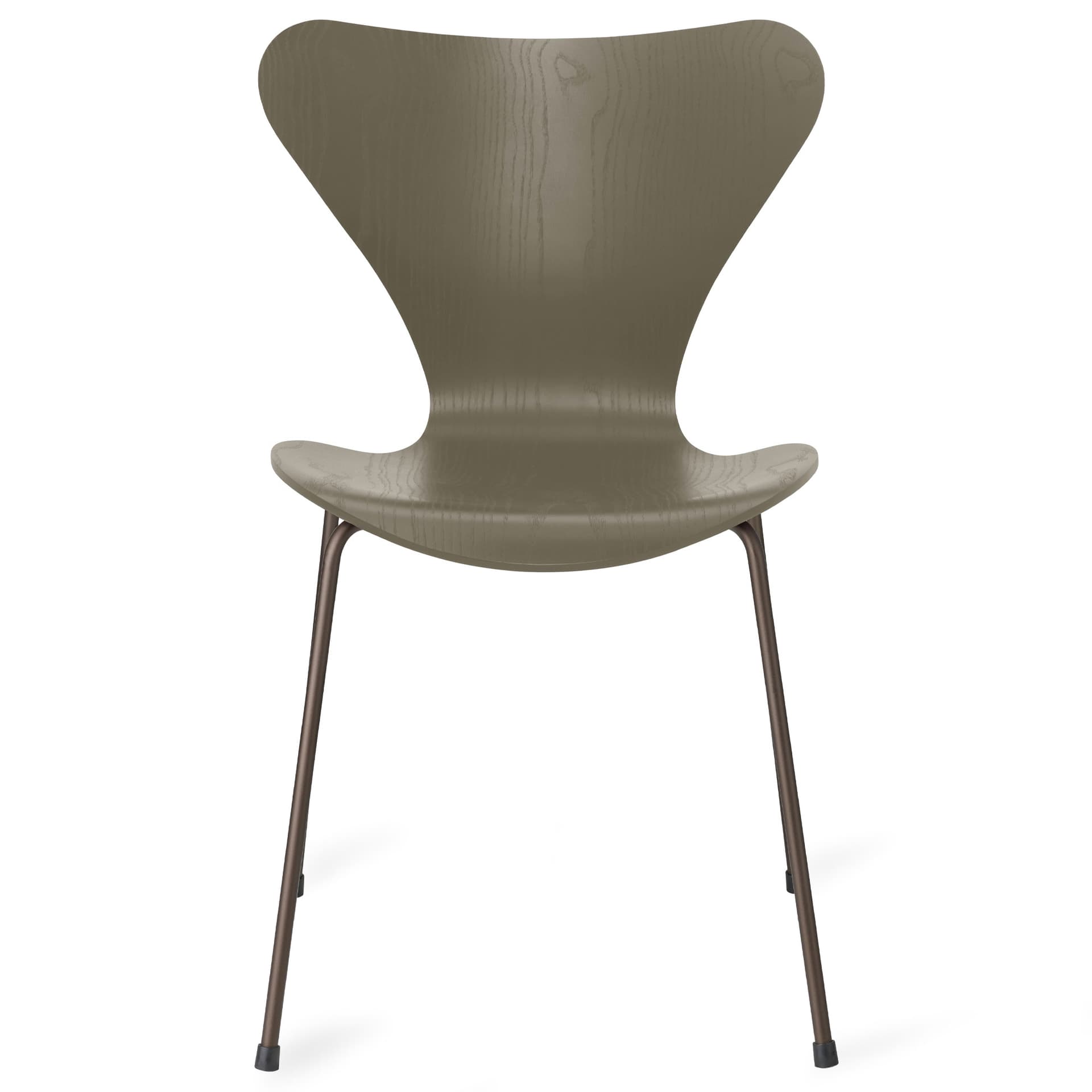 Fritz Hansen - Series 7 stol 3107 farget askfiner stålram brun bronse olive green - Spisestoler - Arne Jacobsen - Grønn - Metall/Tre