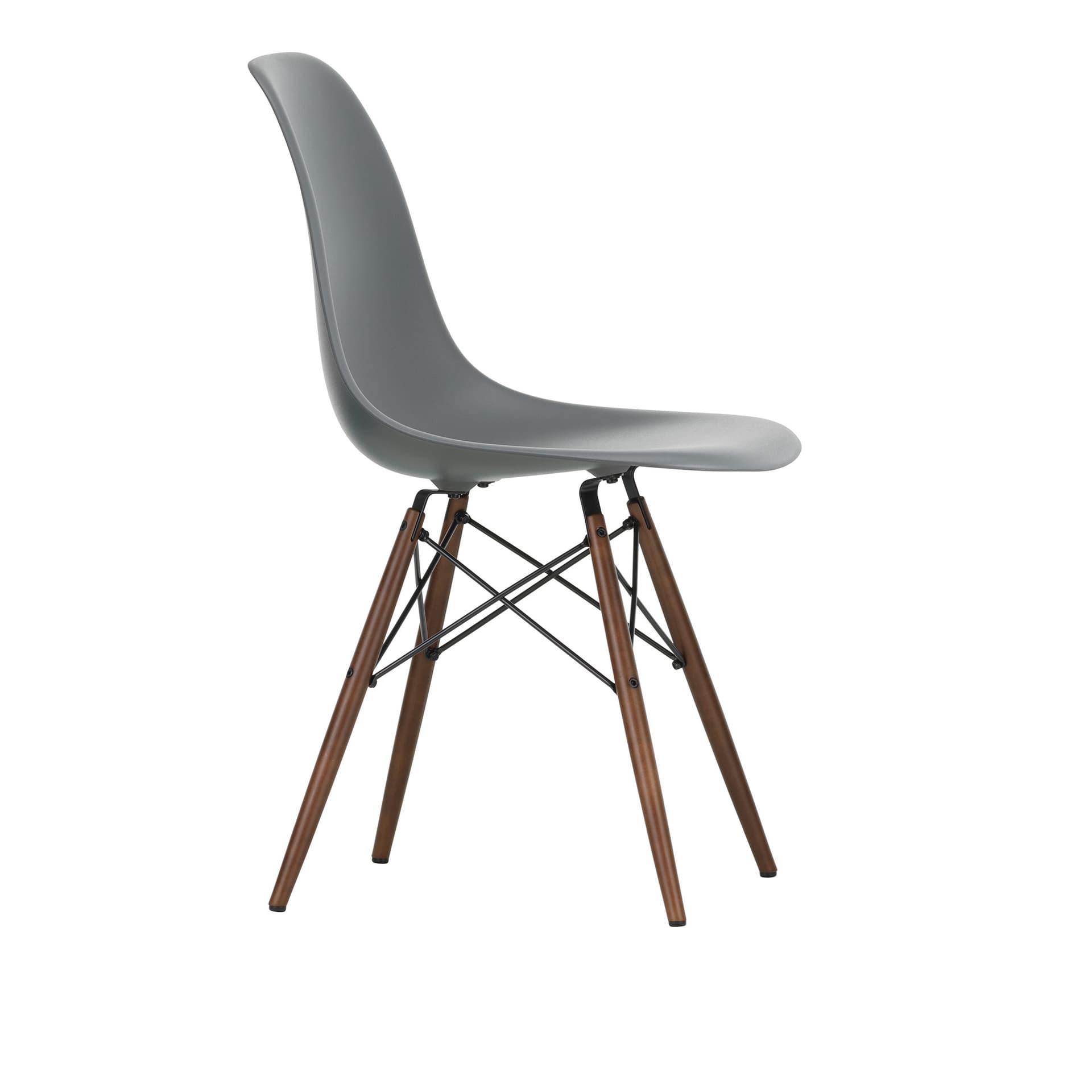 Vitra - Eames Plastic Chair DSW - 56 Granite Grey - Dark Maple - Spisestoler - Charles & Ray Eames - Grå - Metall/Tre/Plast