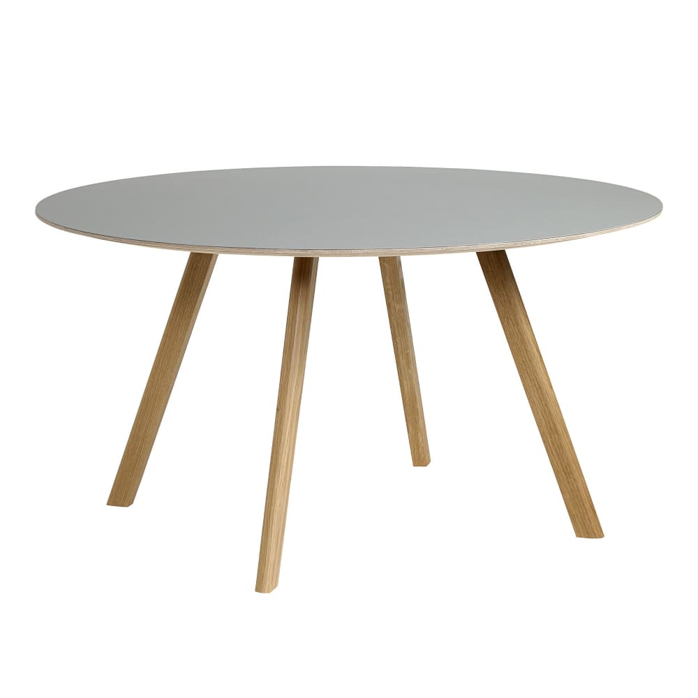 HAY - CPH25 2.0 Table Lacquered Oak Frame Ø140 X H74  Off-White Linoleum Tabletop Lacquered Edge - Spisebord - Ronan & Erwan Bouroullec - Hvit - Tre