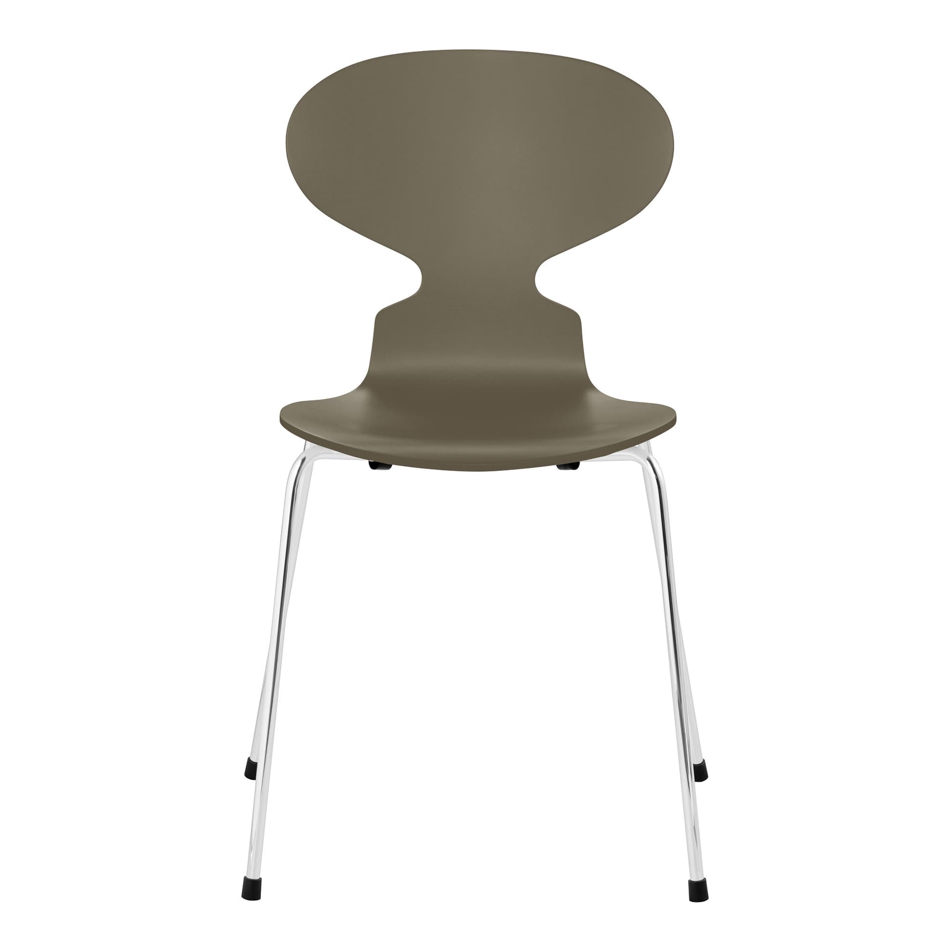 Fritz Hansen - Ant 3101 lakkert bøketrefinér stålstativ krom olive green - Spisestoler - Arne Jacobsen - Grønn - Metall/Tre