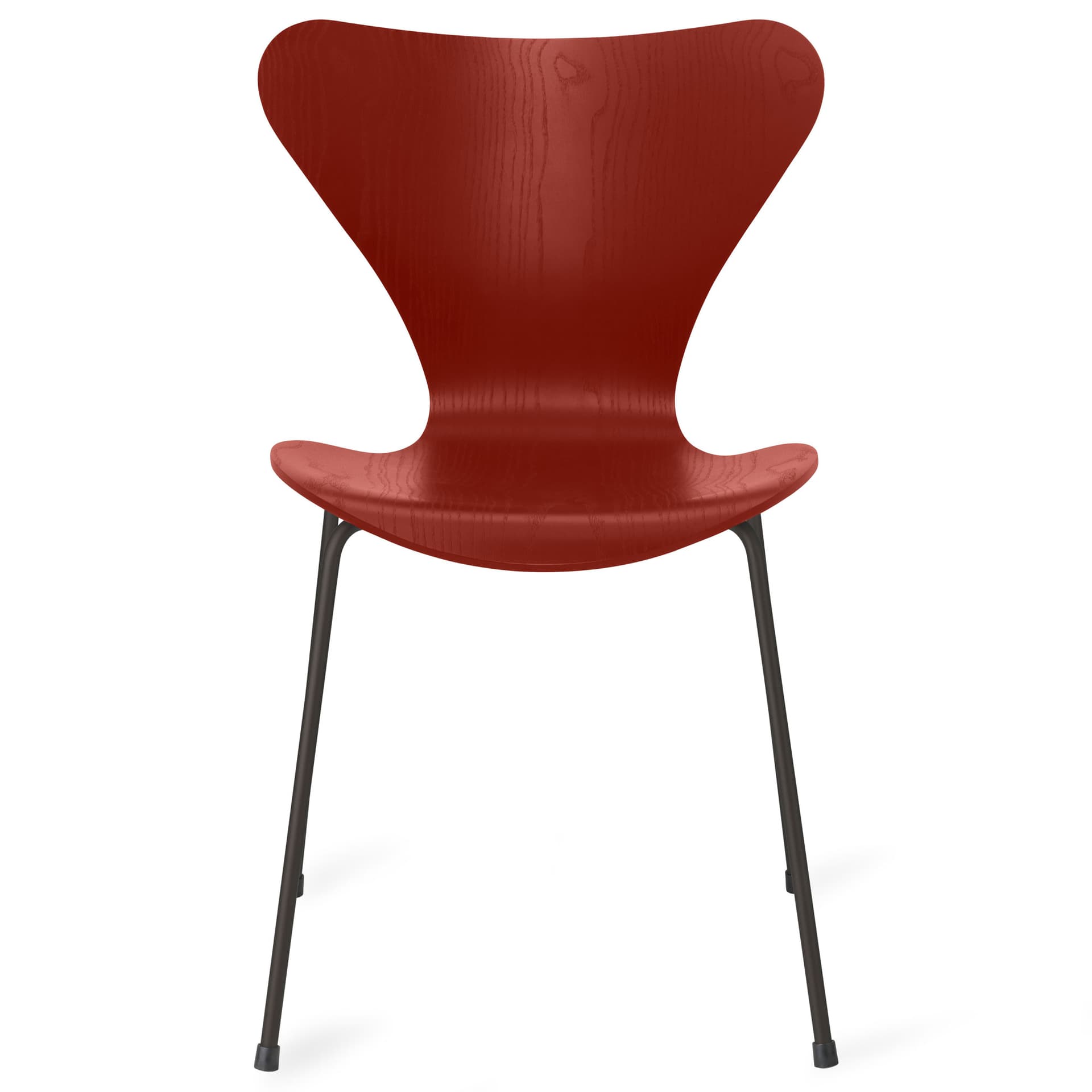 Fritz Hansen - Series 7 stol 3107 farget askfiner stålram varm grafitt venetian red - Spisestoler - Arne Jacobsen - Rød - Metall/Tre