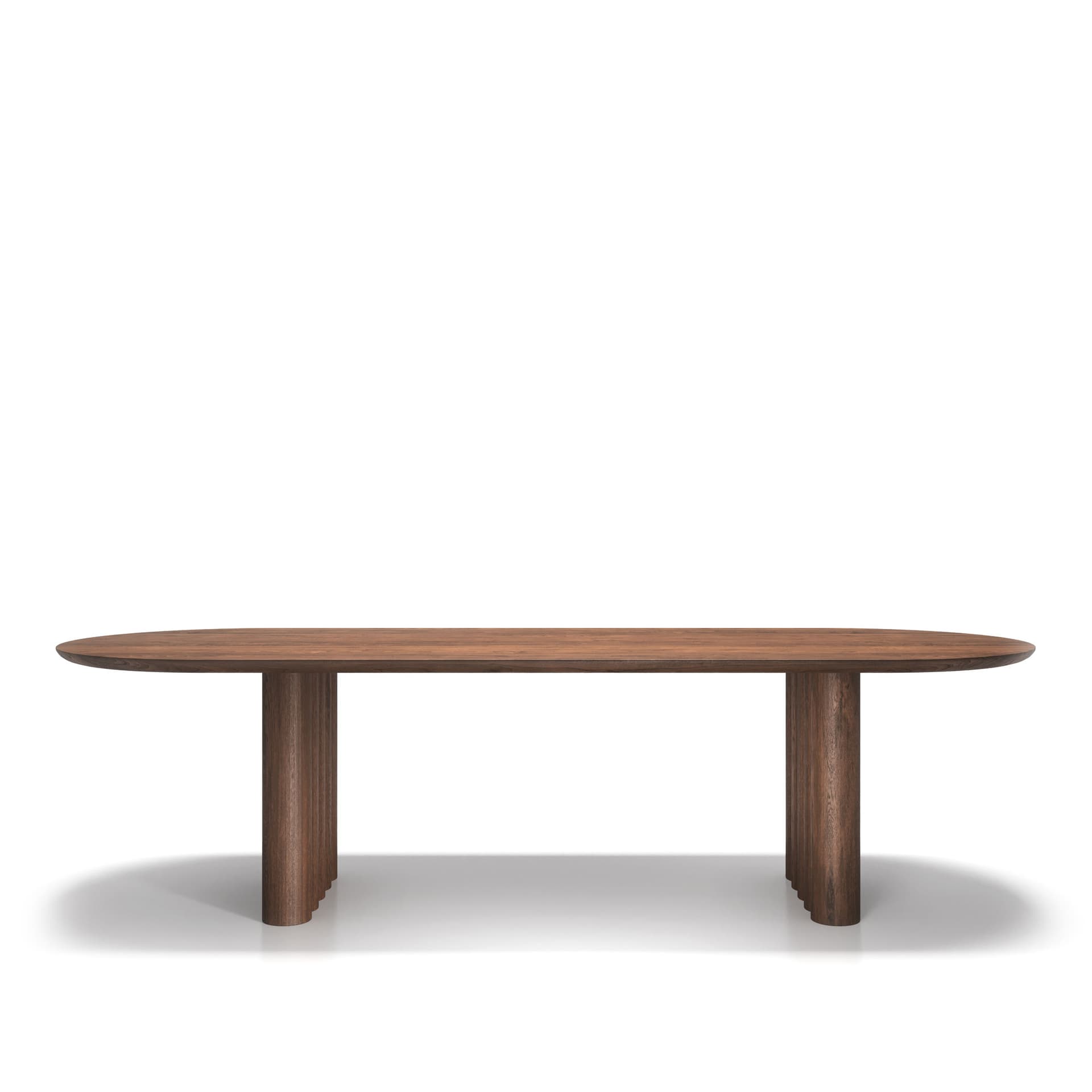 Dk3 - Plush Table Oval 30mm tabletop 130mm legs  L240 x W100 x H72 cm  Max 2 extension leaves Smoked oak - oil - Spisebord - Jacob Plejdrup - Brun - Tre