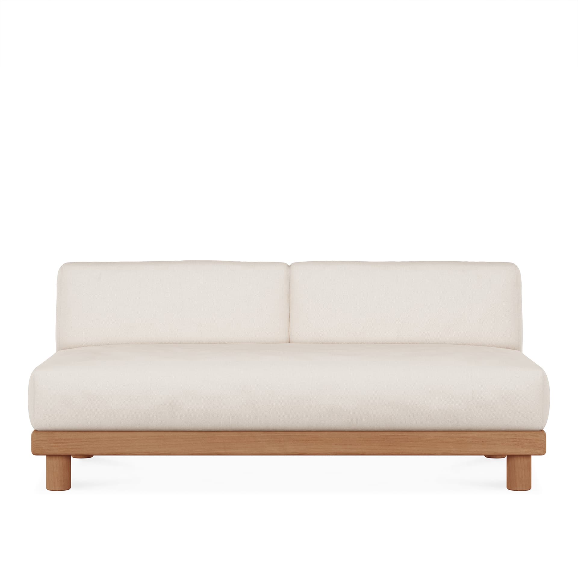 Ethnicraft - Monocle outdoor modular sofa - teak - White fabric - 2 seater - Utendørs sofaer - Jacques Deneef - Tre