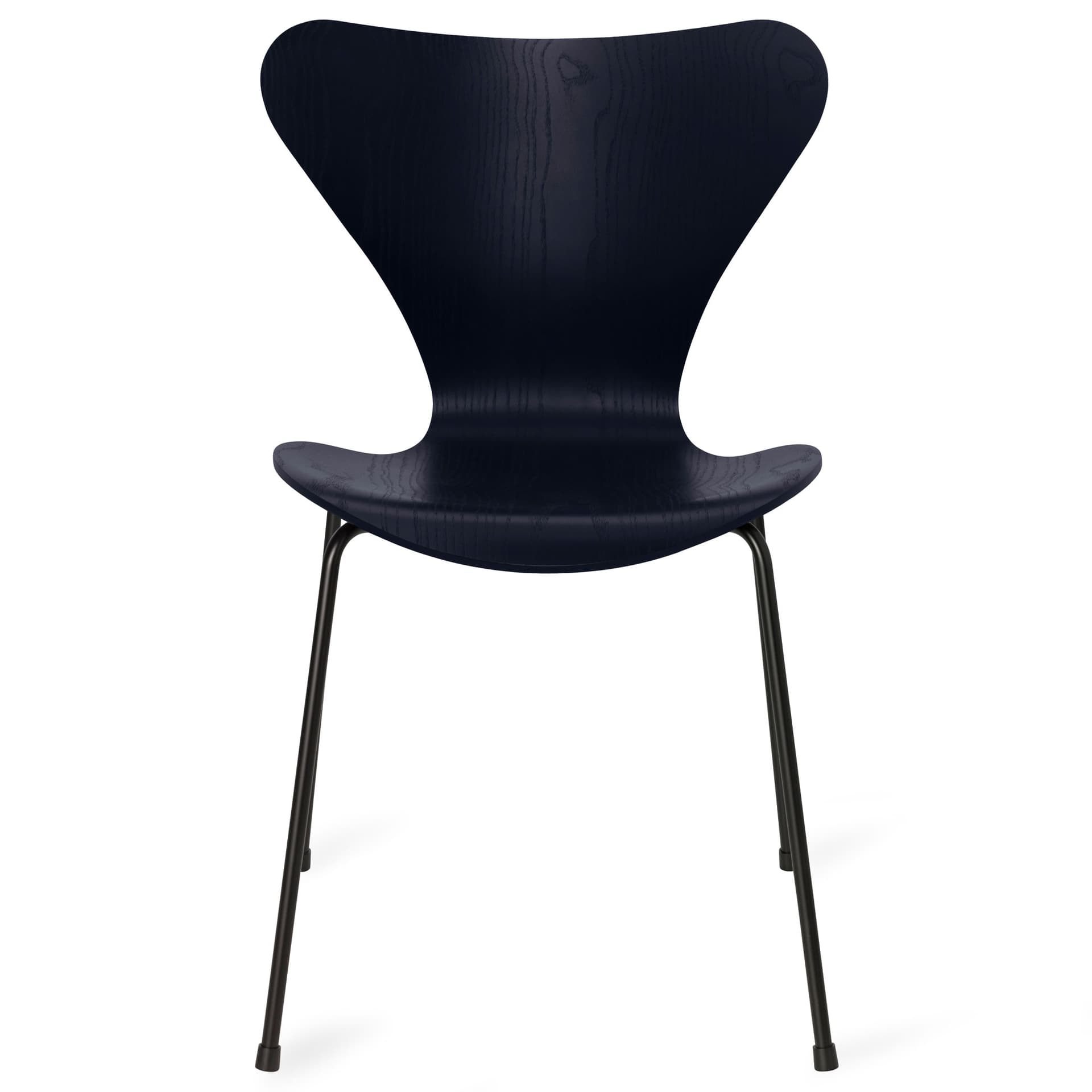 Fritz Hansen - Series 7 stol 3107 farget askfiner stålram svart midnight blue - Spisestoler - Arne Jacobsen - Blå - Metall/Tre