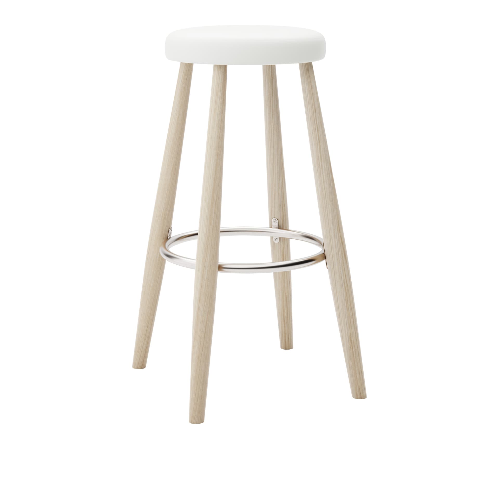 Carl Hansen - CH56 High Stool, Tvålad Ek, Lädergrupp B Thor - 390 - Barstoler & barkrakker - Hans J. Wegner - Tre farget - Lær/Metall/Tre