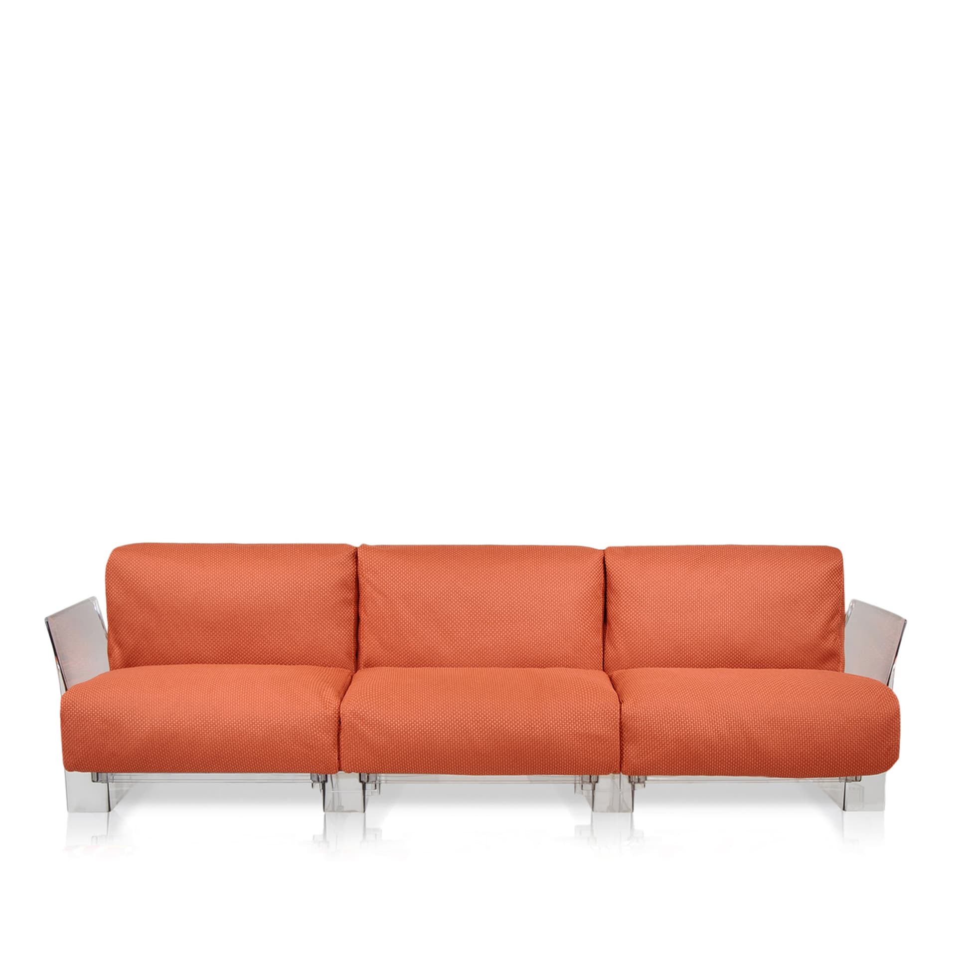 Kartell - Pop Outdoor 3-seater 7043, Ikon Orange - Utendørs sofaer - Piero Lissoni - Tekstilmateriale/Skum/Plast