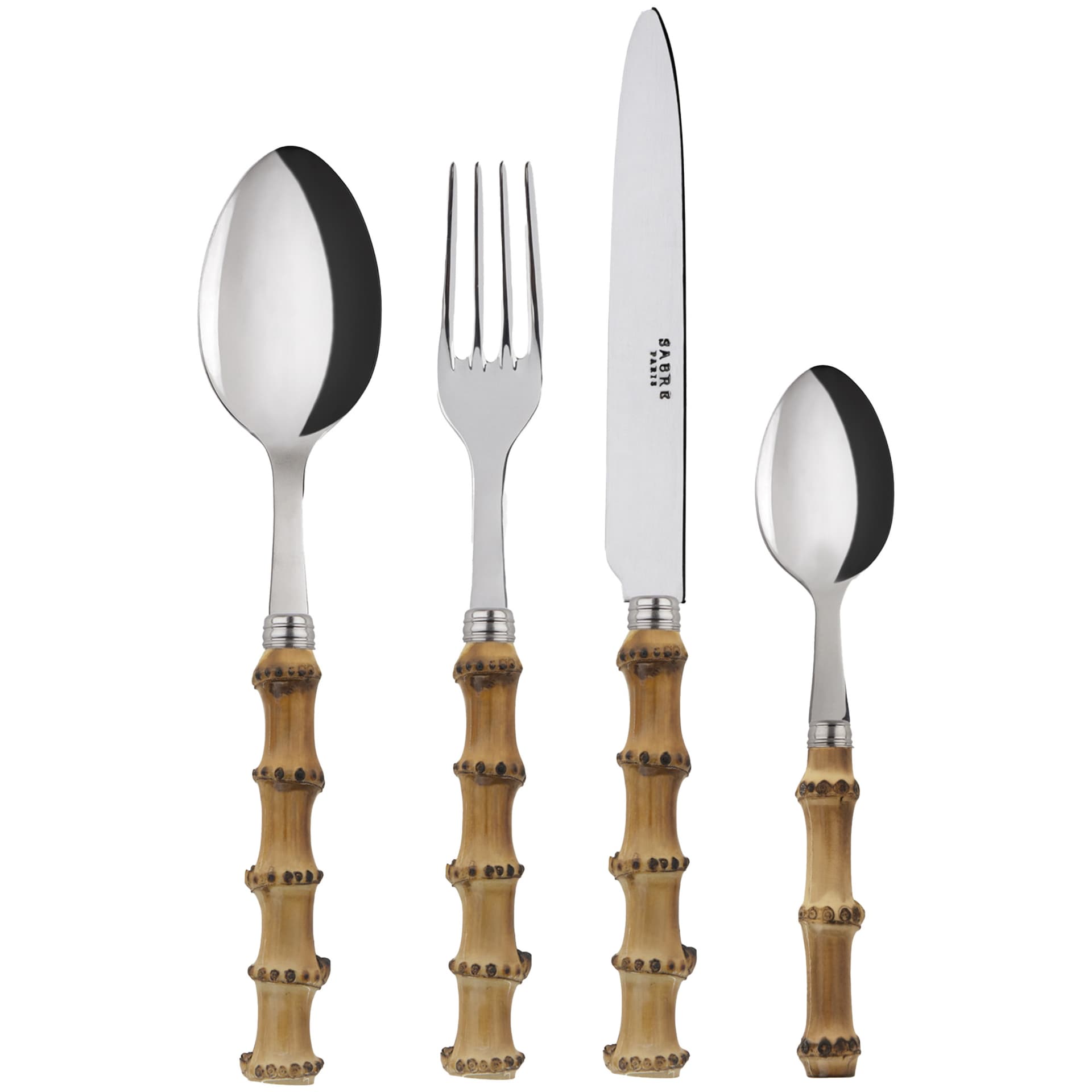 Sabre Paris - Panda 48 Pieces Cutlery Set Light Bamboo - Bestikksett - Pascale Gelb - Metall
