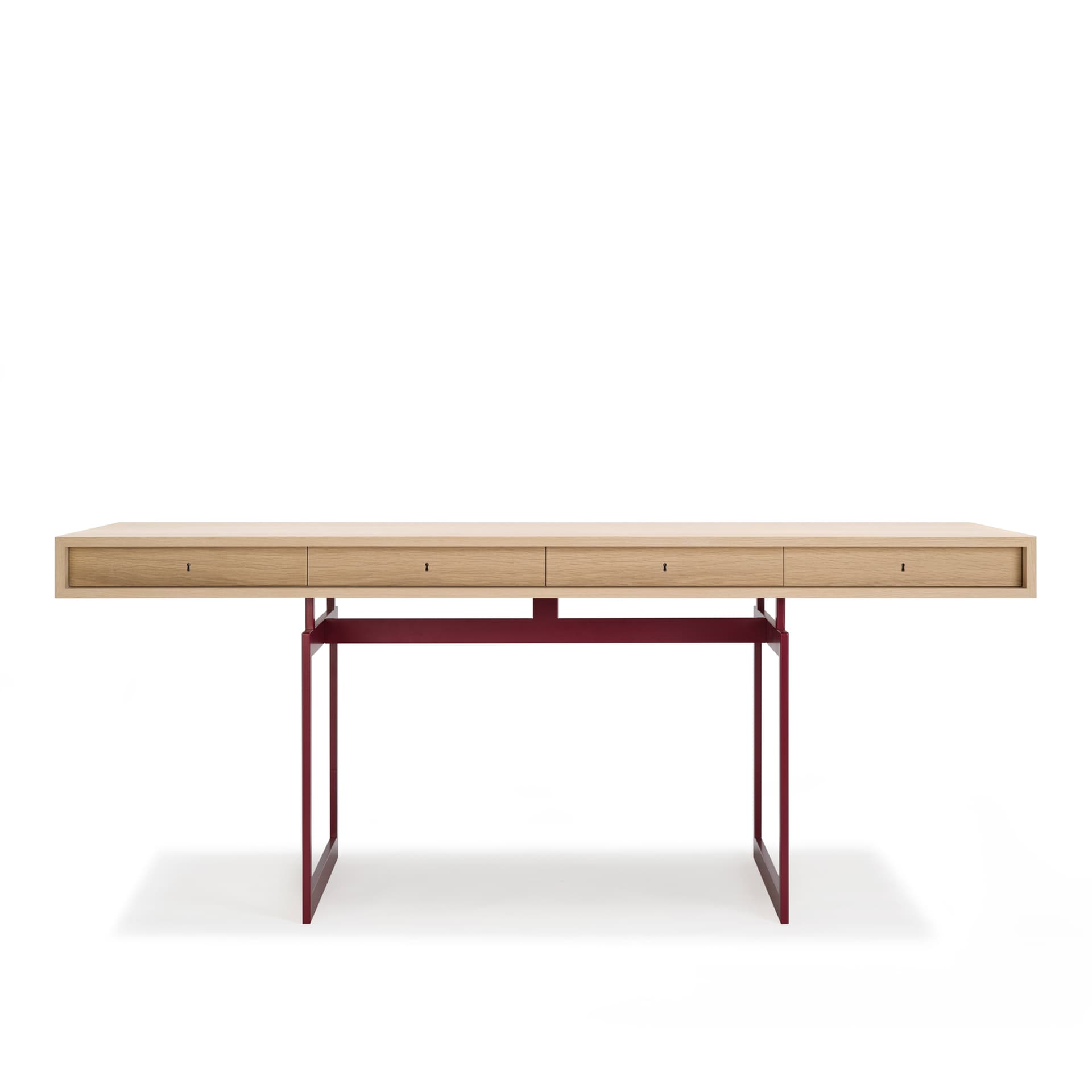 Karakter - Office Desk, Oak Top, Red Frame - Skrivebord - Bodil Kjær - Tre farget