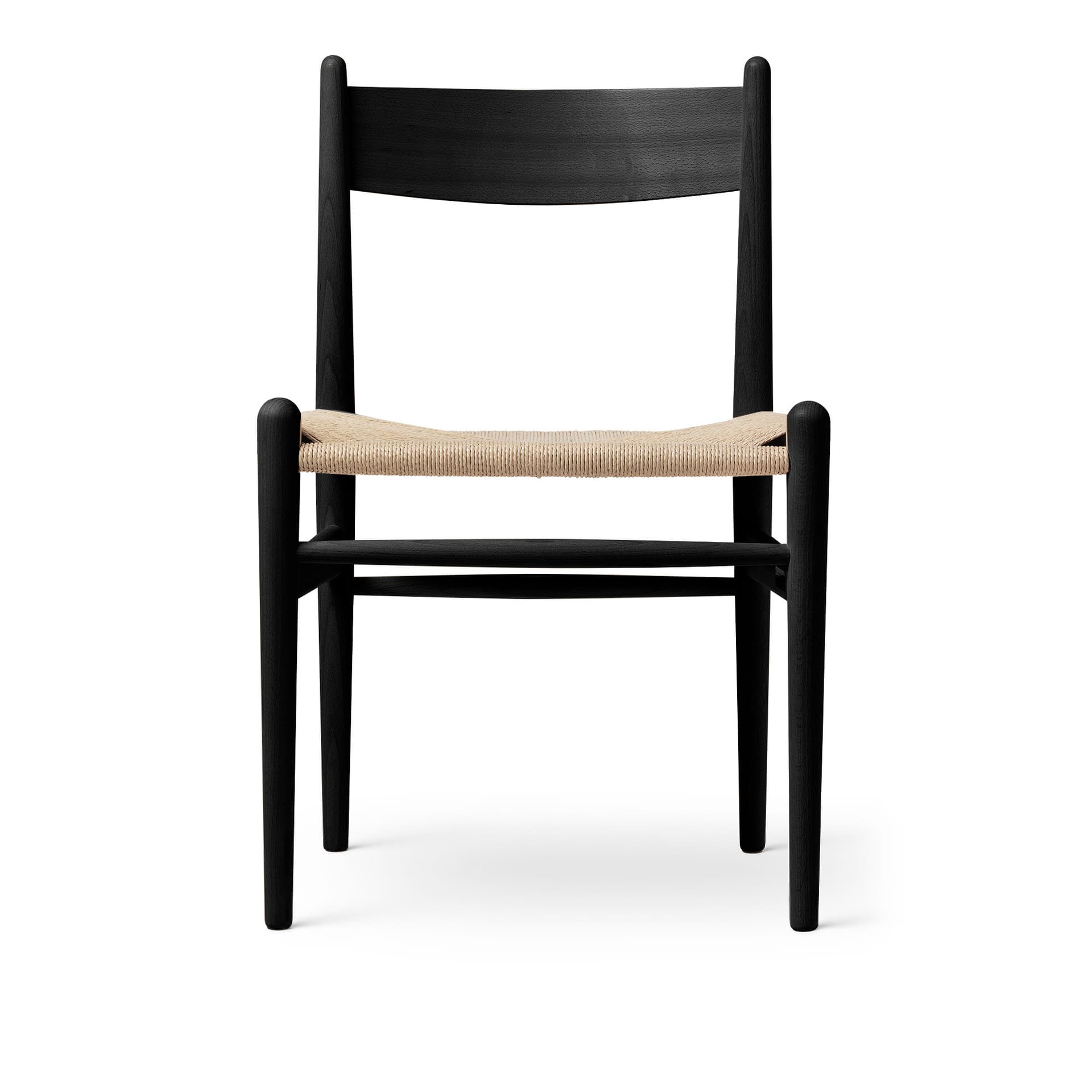 Carl Hansen - CH36, Lackerad Bok, Black, Naturflätat papperssnöre - Spisestoler - Hans J. Wegner - Svart - Papir/Tre