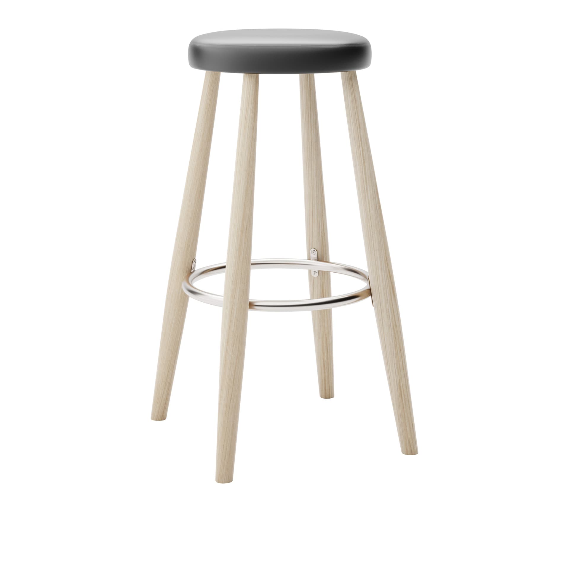 Carl Hansen - CH56 High Stool, Tvålad Ek, Lädergrupp B Thor - 301 - Barstoler & barkrakker - Hans J. Wegner - Tre farget - Lær/Metall/Tre