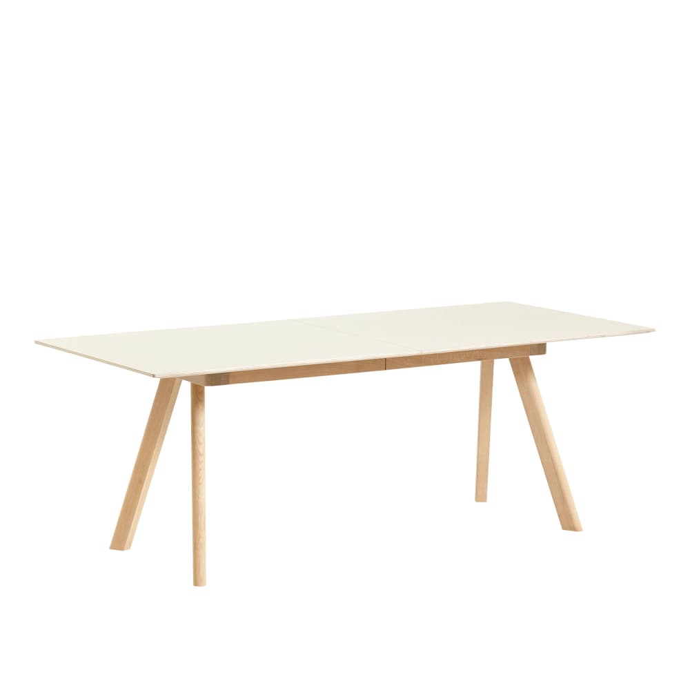 HAY - CPH30 2.0 Extendable Table Lacquered Oak Frame L200 X W90 X H74  Off-White Linoleum Tabletop Lacquered Edge - Spisebord - Ronan & Erwan Bouroullec - Hvit - Tre
