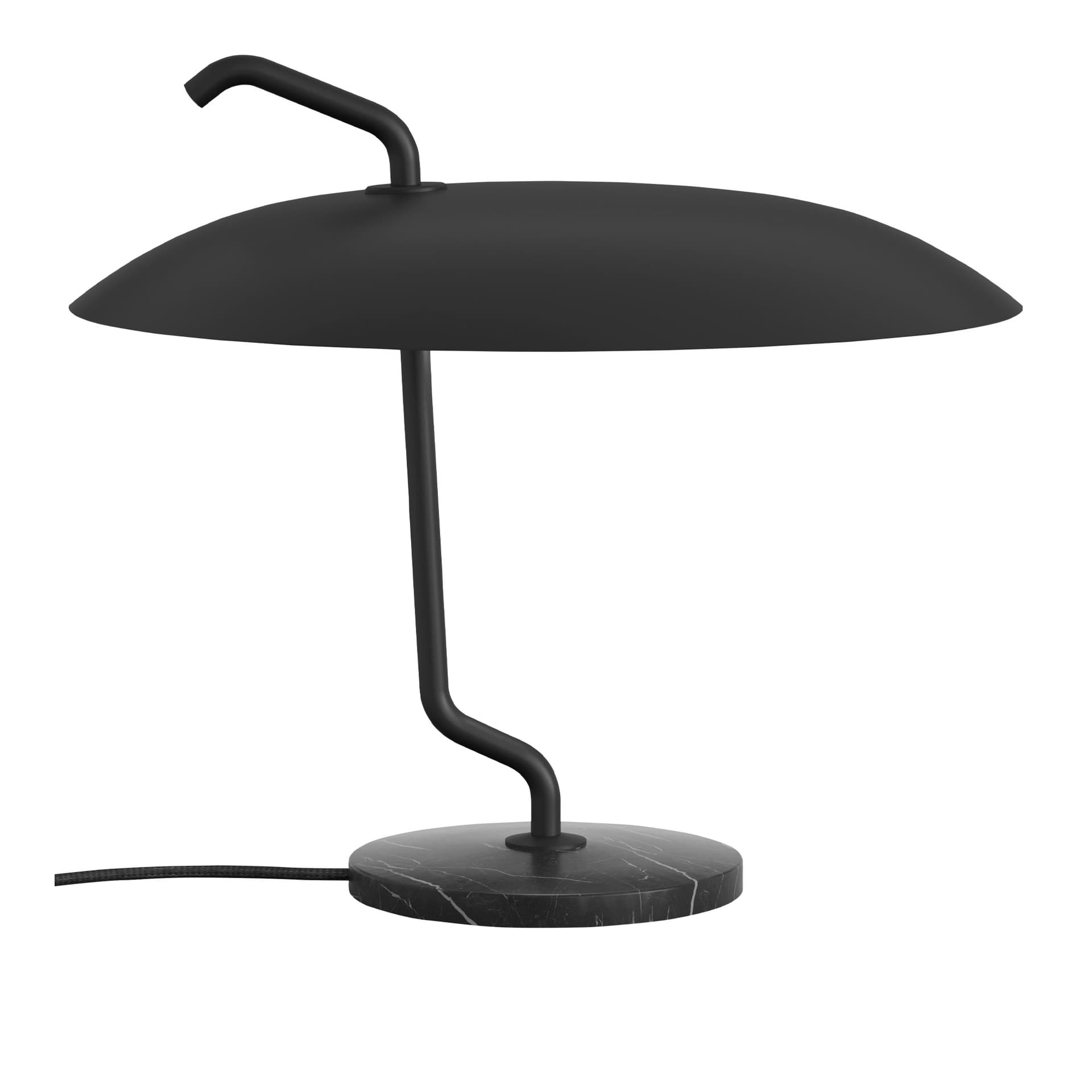 Astep - Model 537 Black Structure, Black Reflector, Black Marble Base - Bordlamper - Gino Sarfatti - Svart