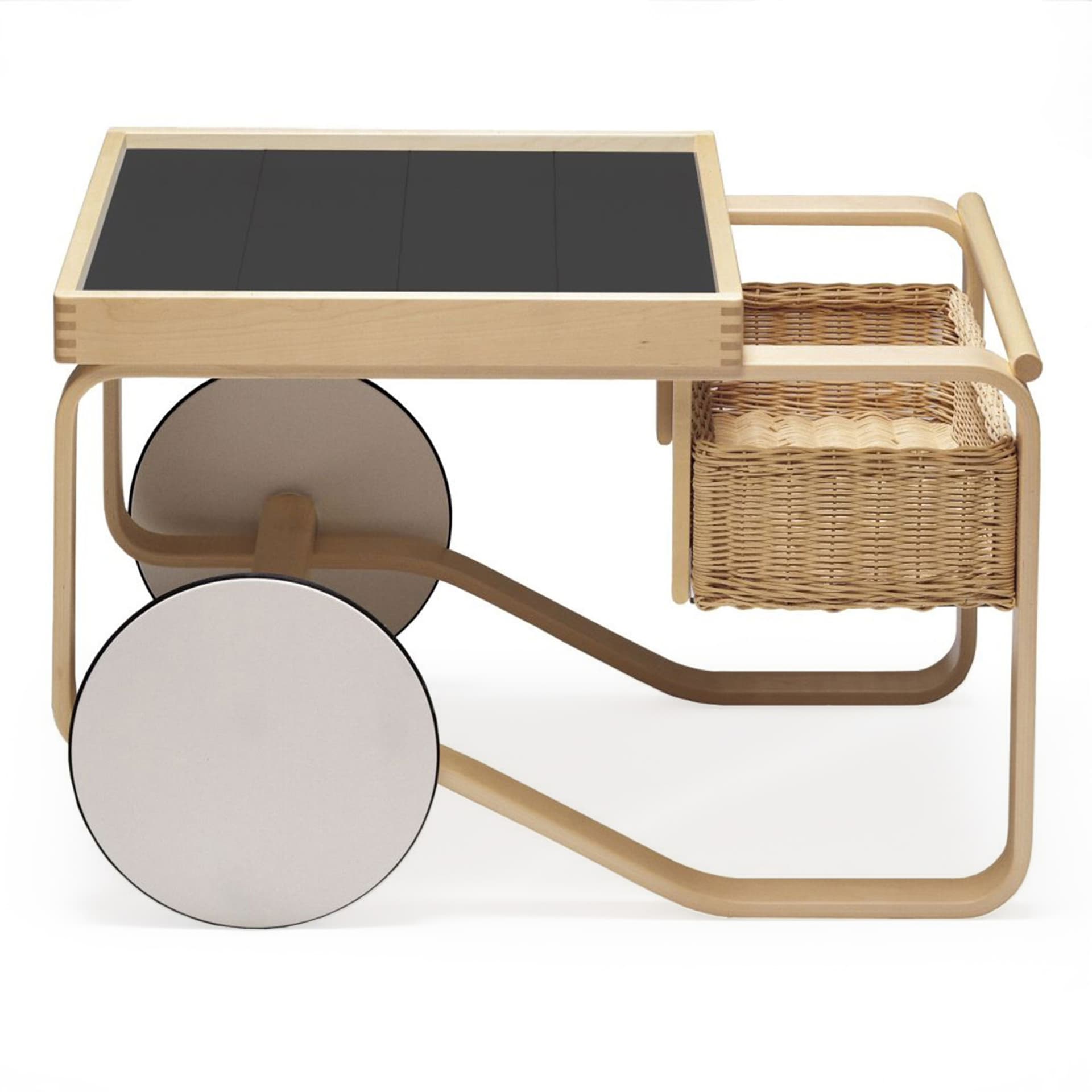 Artek - Serveringsvagn 900, Svarta keramiska plattor - Serveringsvogner - Alvar Aalto - Svart - Naturlig materiale/Tre
