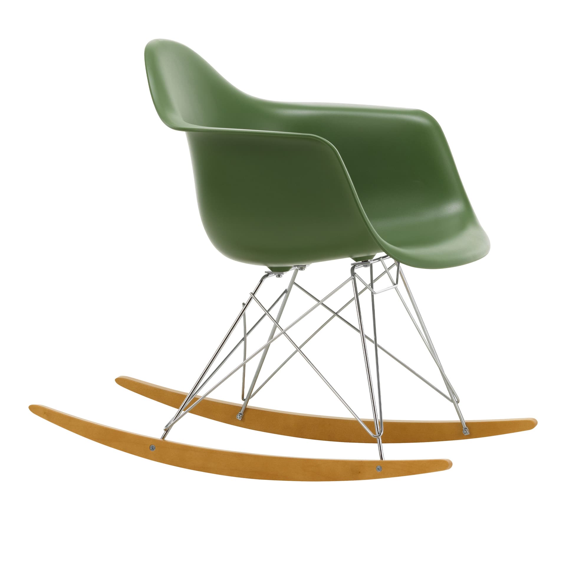 Vitra - Eames Plastic Armchair RAR - 48 Forest - Chrome Base - Golden Maple - Lenestoler - Charles & Ray Eames - Grønn - Metall/Tre/Plast